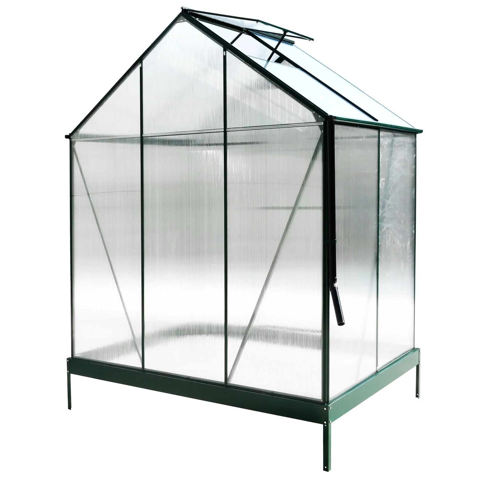 Polycarbonate house, Heavy Duty Outdoor Aluminum Walk-In House Kit With Rain Gutter, Vent And Door For Backyard Garden - Image 66