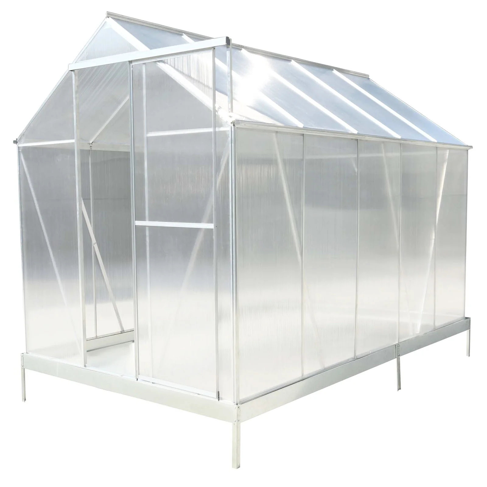 Polycarbonate house, Heavy Duty Outdoor Aluminum Walk-In House Kit With Rain Gutter, Vent And Door For Backyard Garden - Image 70