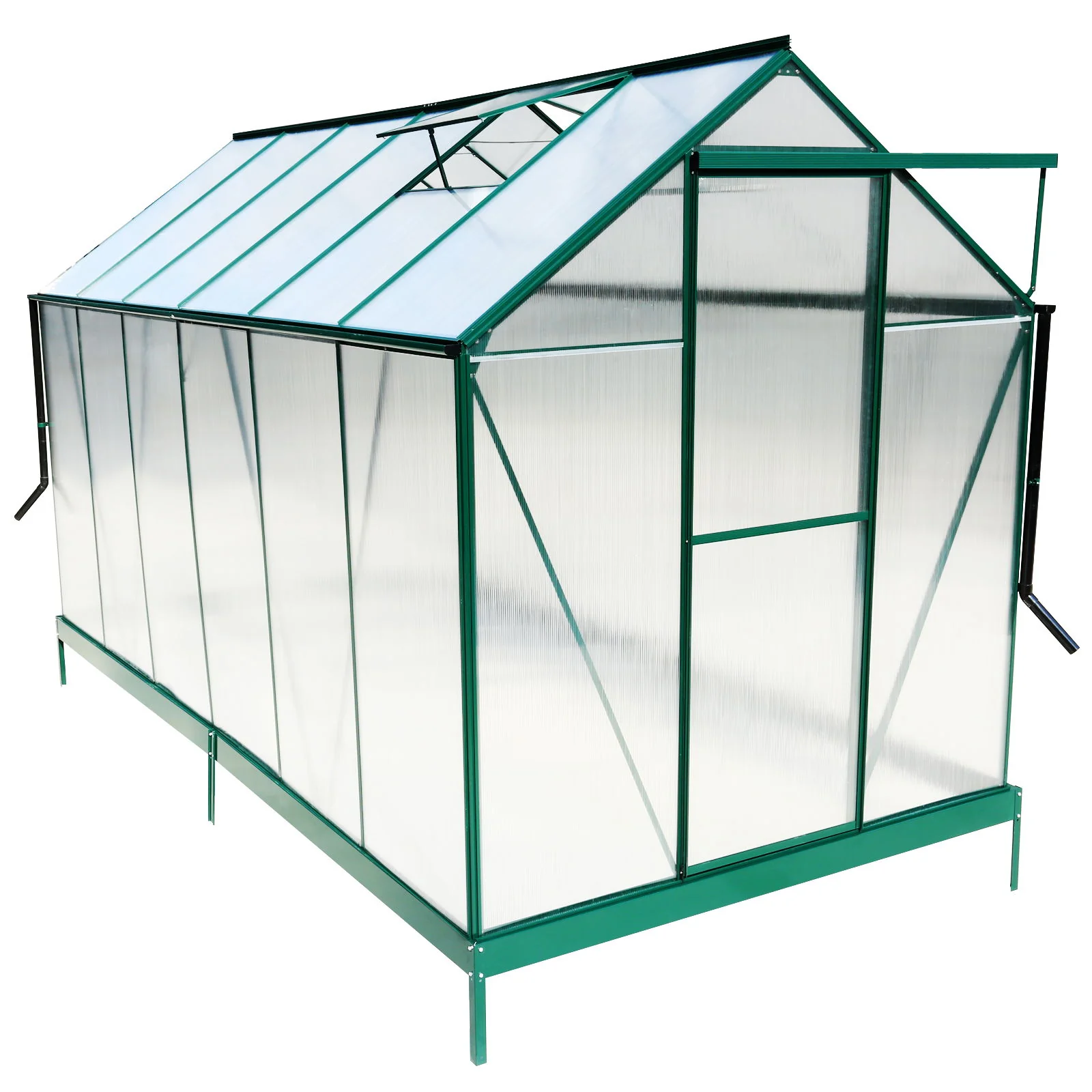 Polycarbonate house, Heavy Duty Outdoor Aluminum Walk-In House Kit With Rain Gutter, Vent And Door For Backyard Garden - Image 8