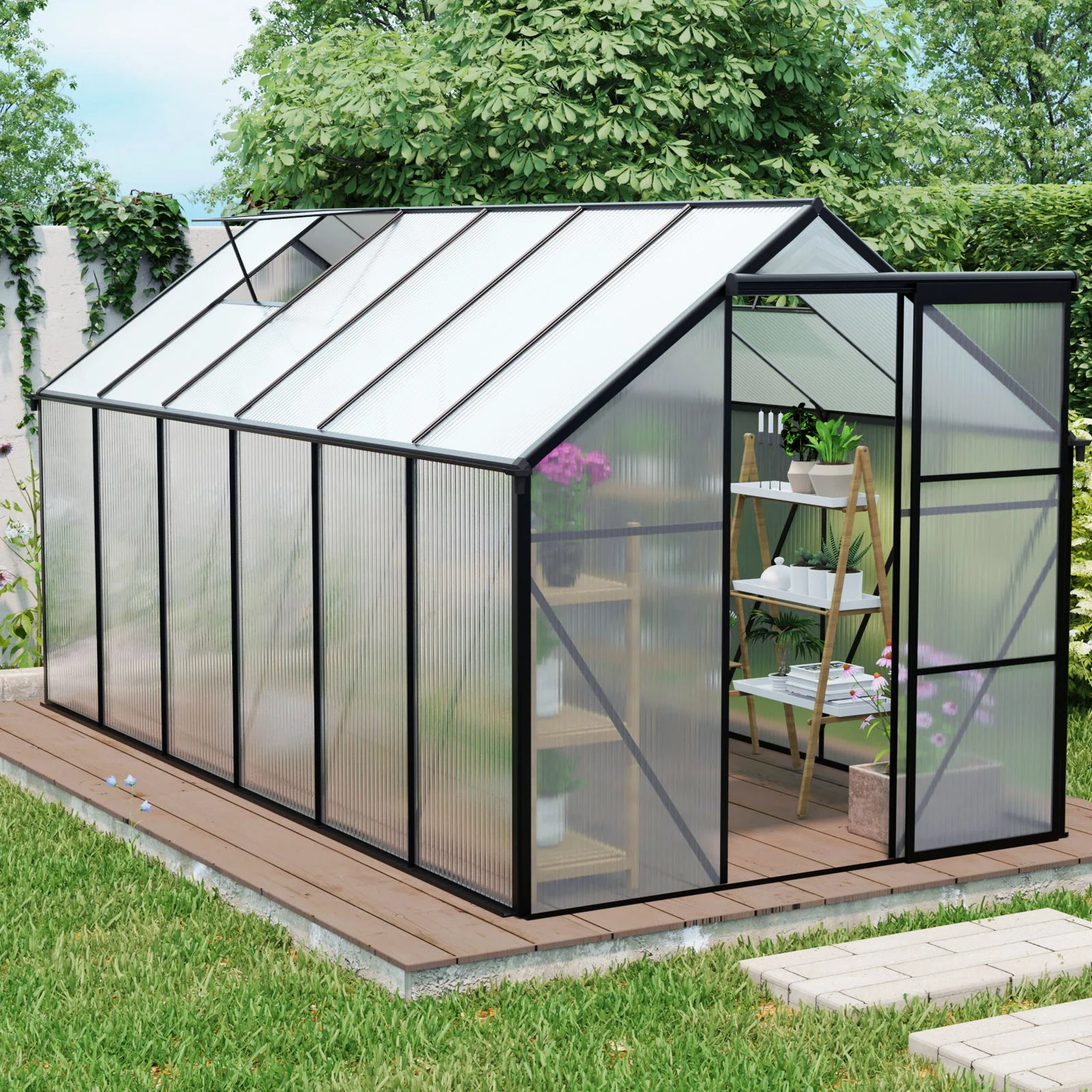 Polycarbonate house Raised Base And Anchor Aluminum Heavy Duty Walk-In houses For Outdoor Backyard In All Season - Image 21