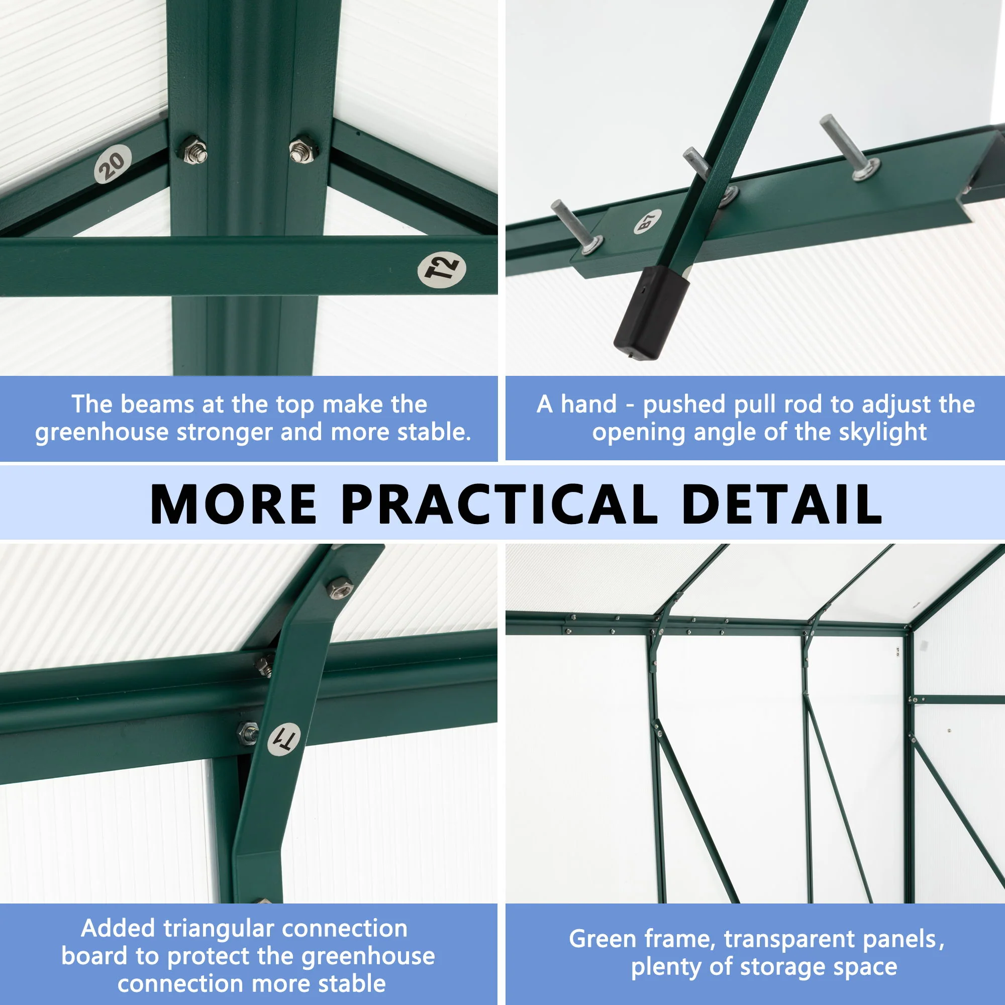 Polycarbonate house Raised Base And Anchor Aluminum Heavy Duty Walk-In houses For Outdoor Backyard In All Season - Image 50