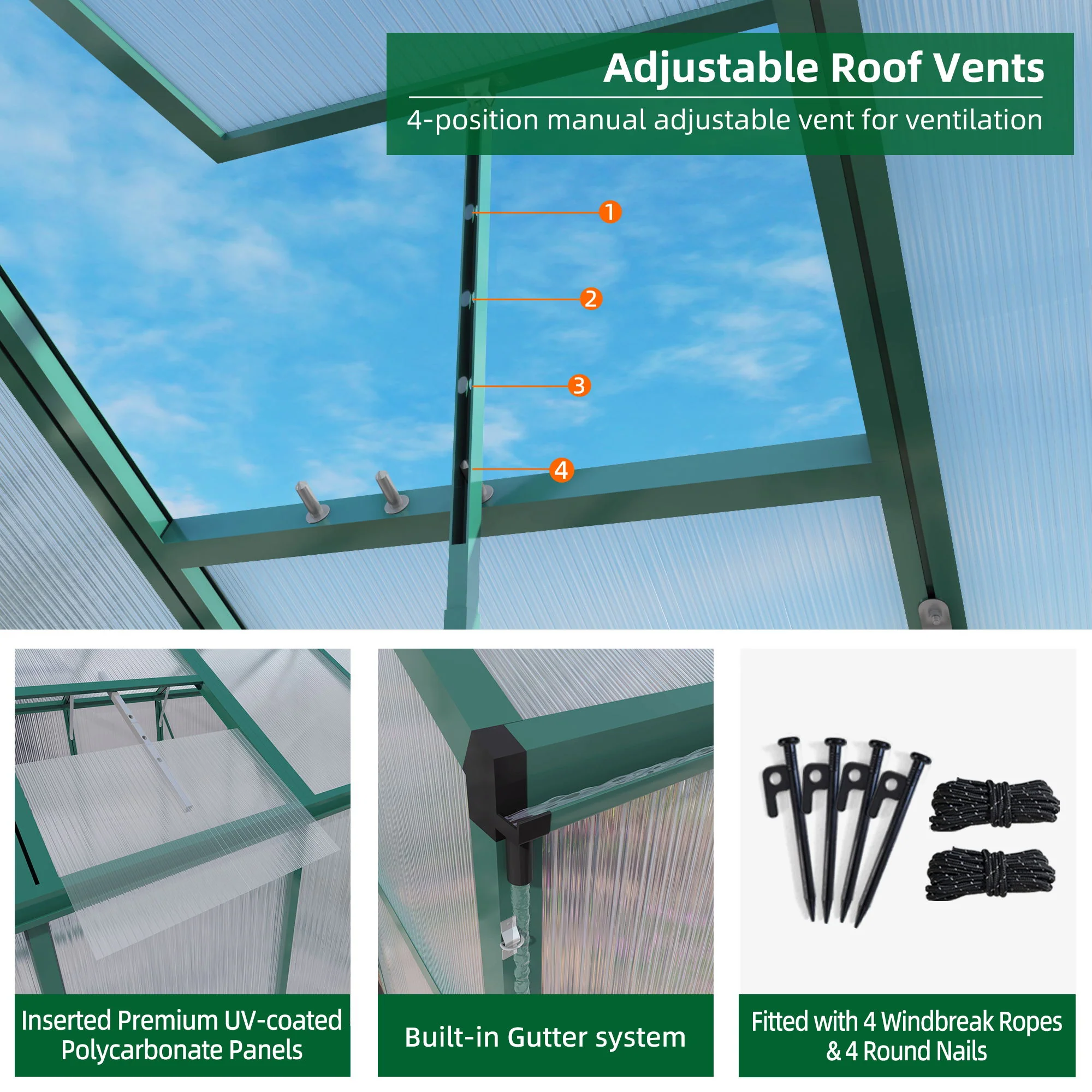 Polycarbonate Walk-In house, Raised Base For Outdoor In All Season - Image 12