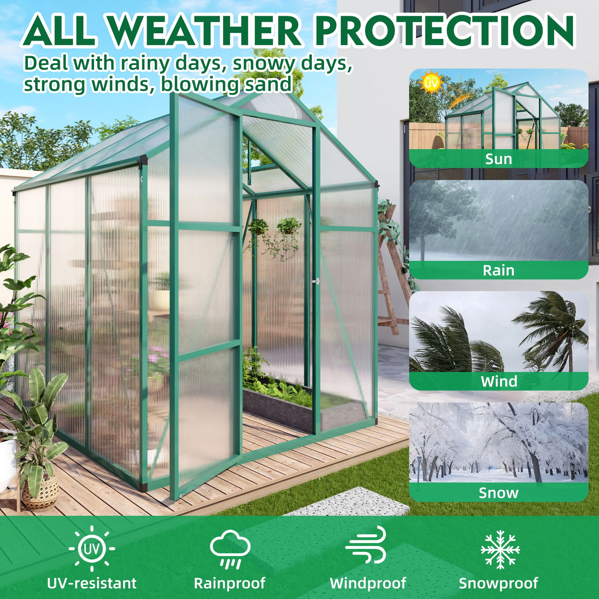 Polycarbonate Walk-In house, Raised Base For Outdoor In All Season - Image 13