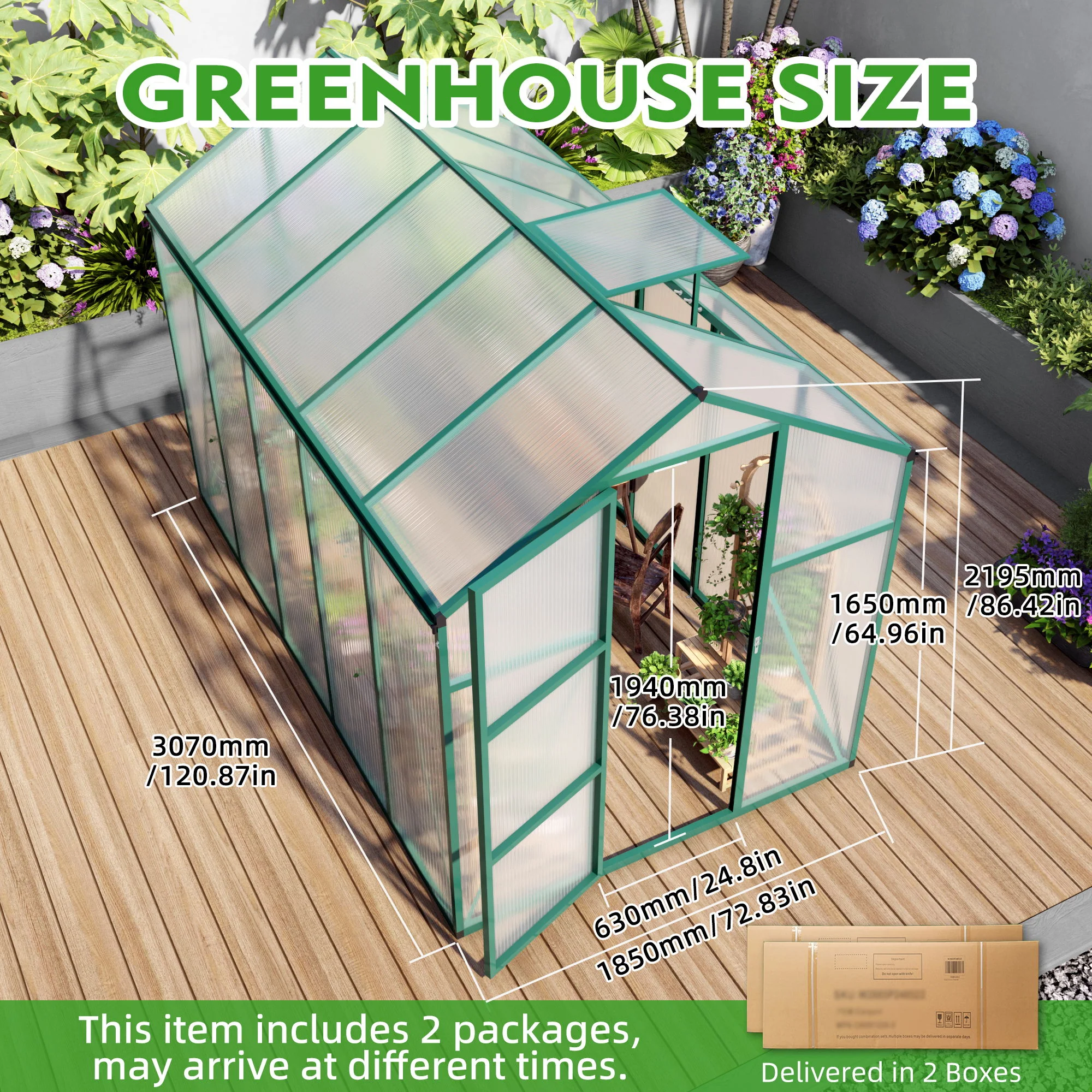 Polycarbonate Walk-In house, Raised Base For Outdoor In All Season - Image 32