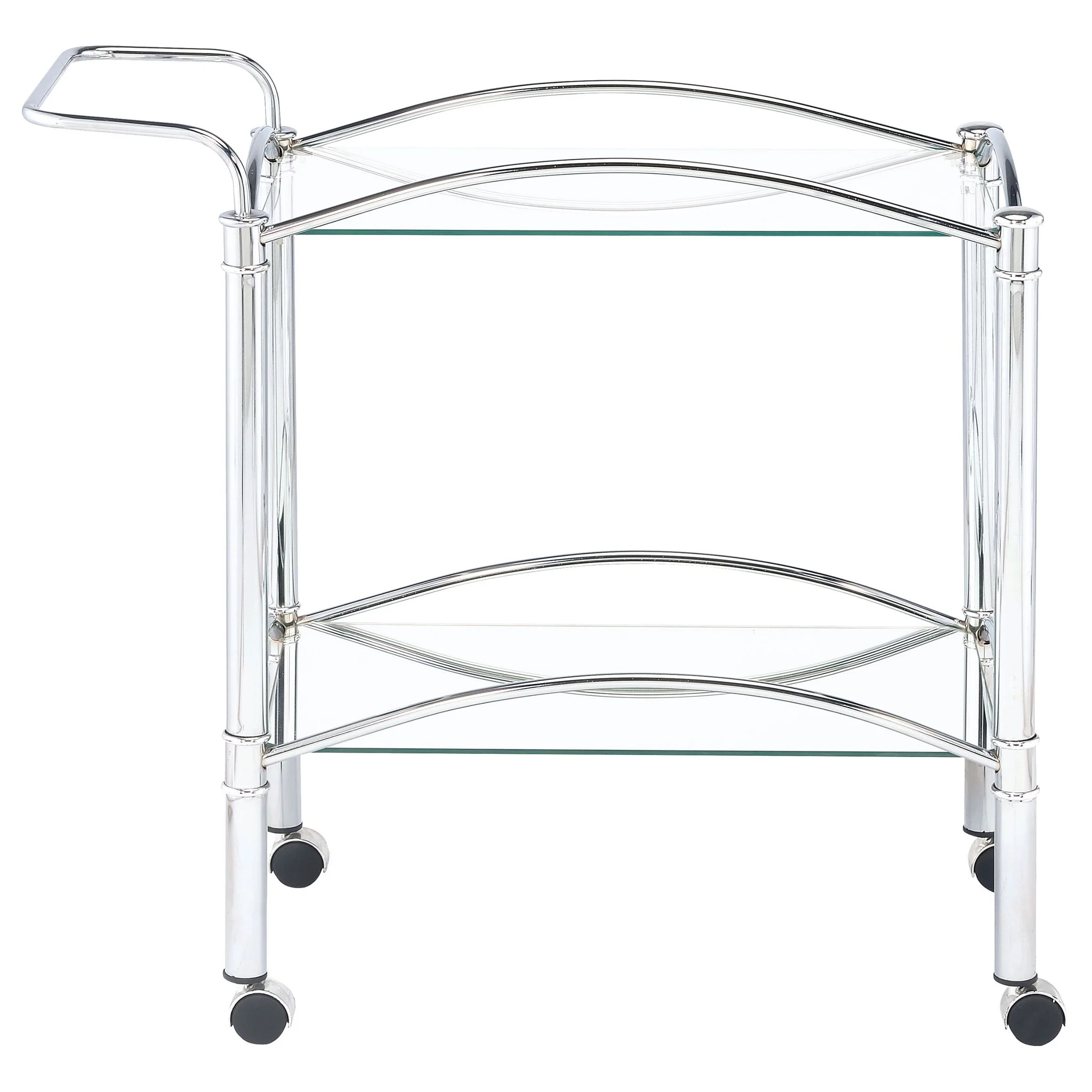 Porch & Den - 2 Tier Rectangular Glass Shelf Bar Cart With Glass - Chrome - Image 5