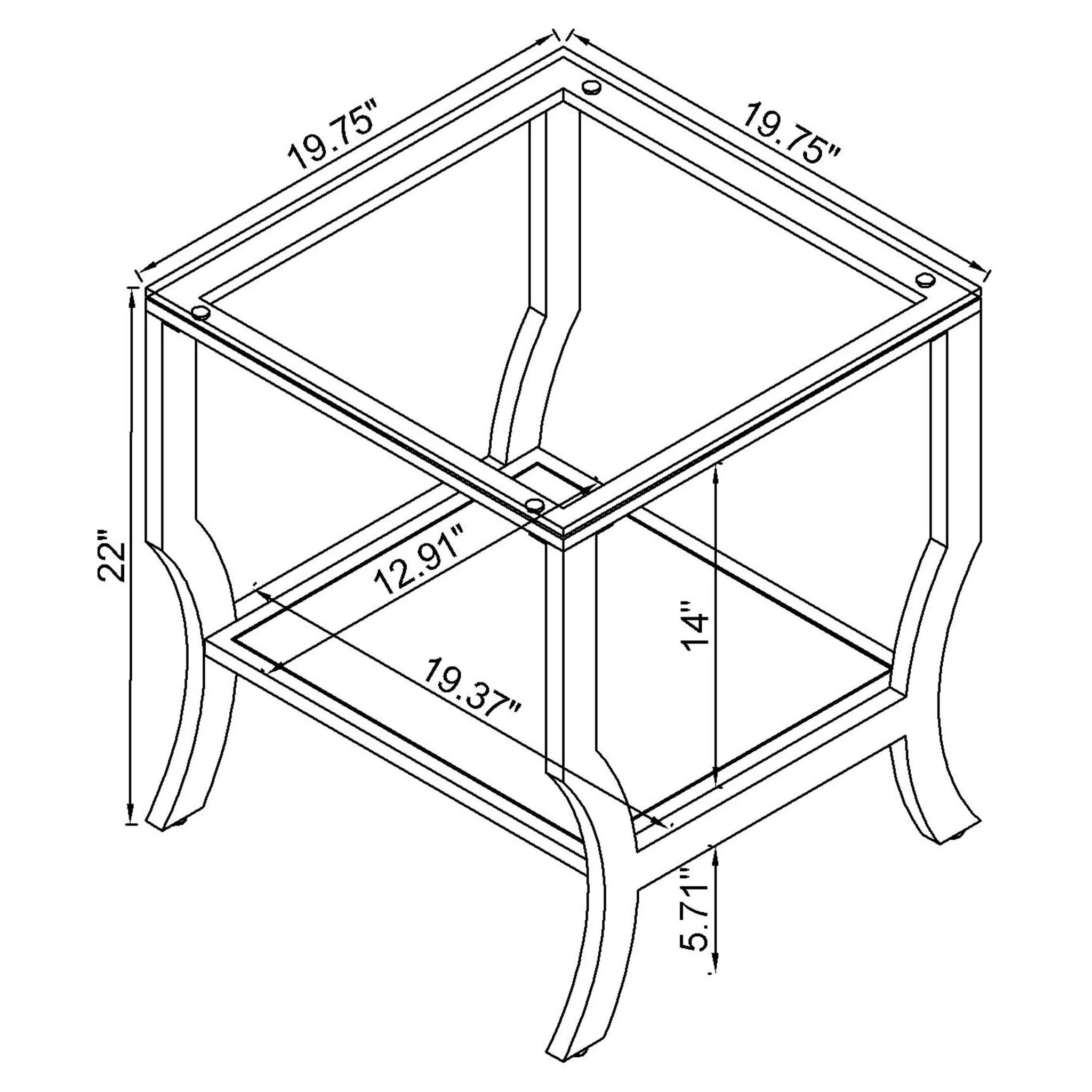 Porch & Den - Square Top End Table Elegance Glass - Chrome - Image 5