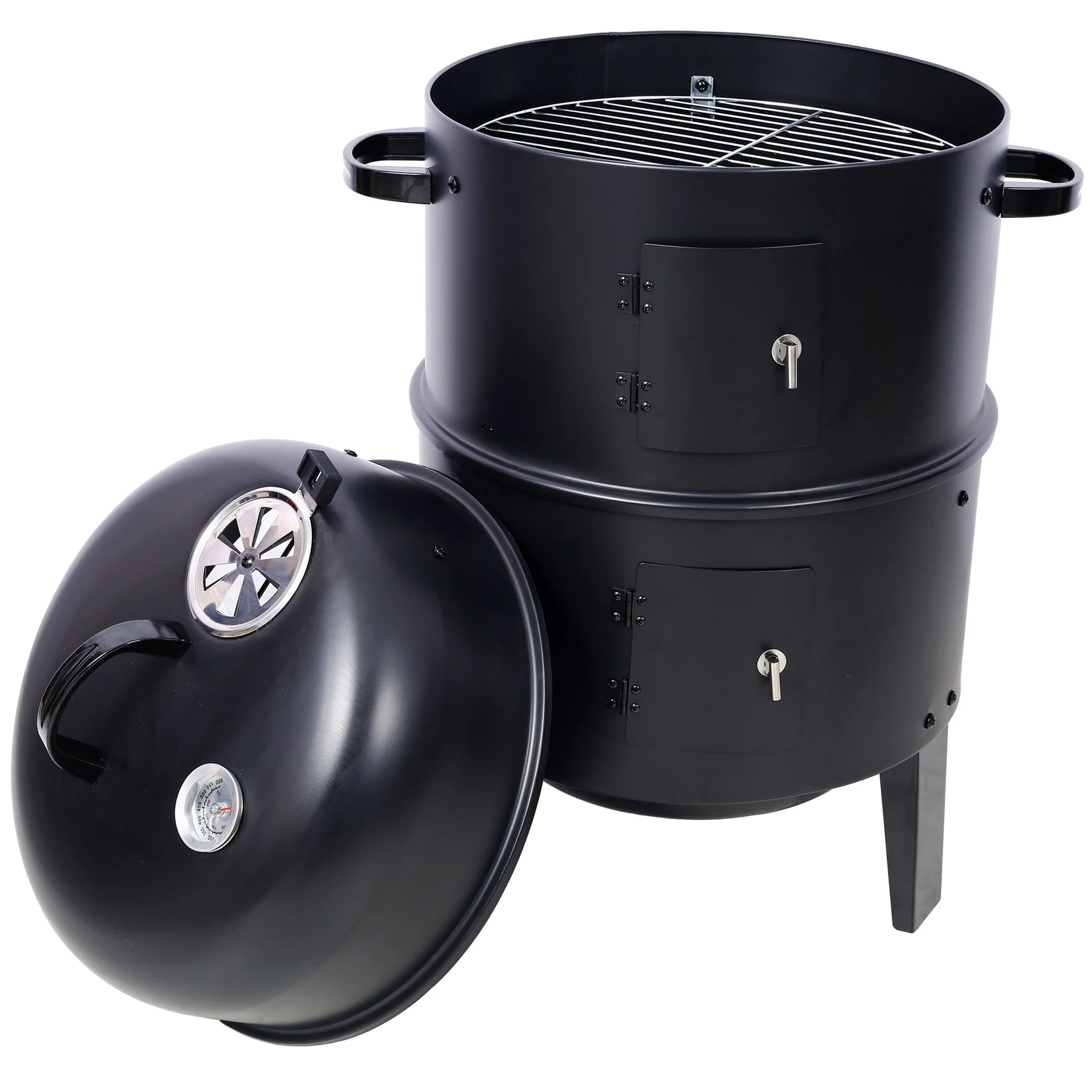 Portable Charcoal Smoker Grill For Outdoor Cooking - Black - Image 4