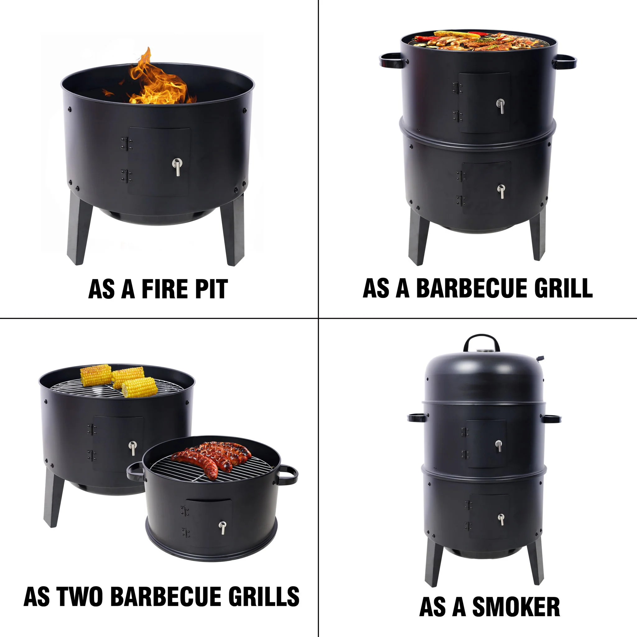 Portable Charcoal Smoker Grill For Outdoor Cooking - Black - Image 5