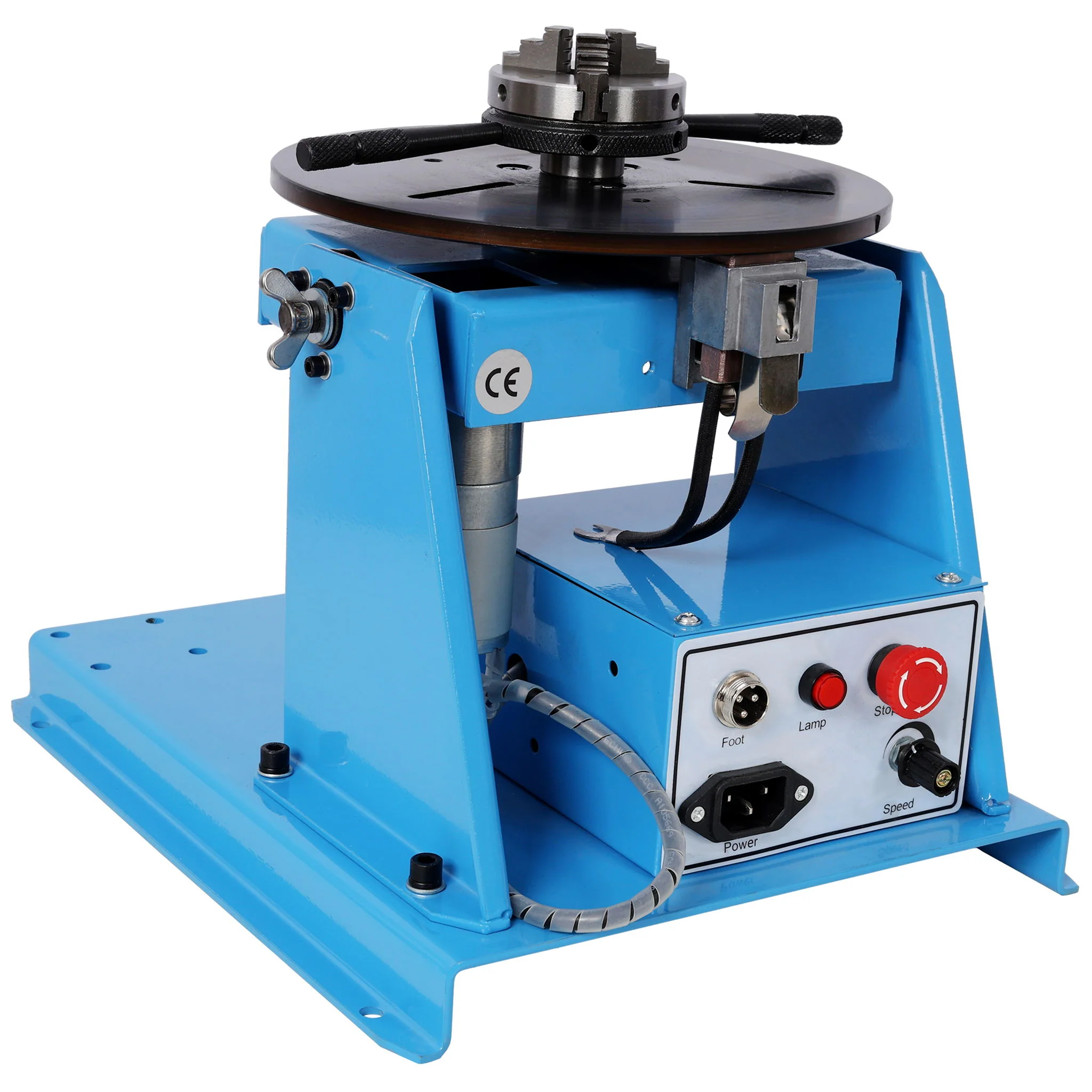 Portable Rotary Welding Positioner With 3 Jaw Lathe Chuck, 0 - 90° Turntable - Blue - Image 4