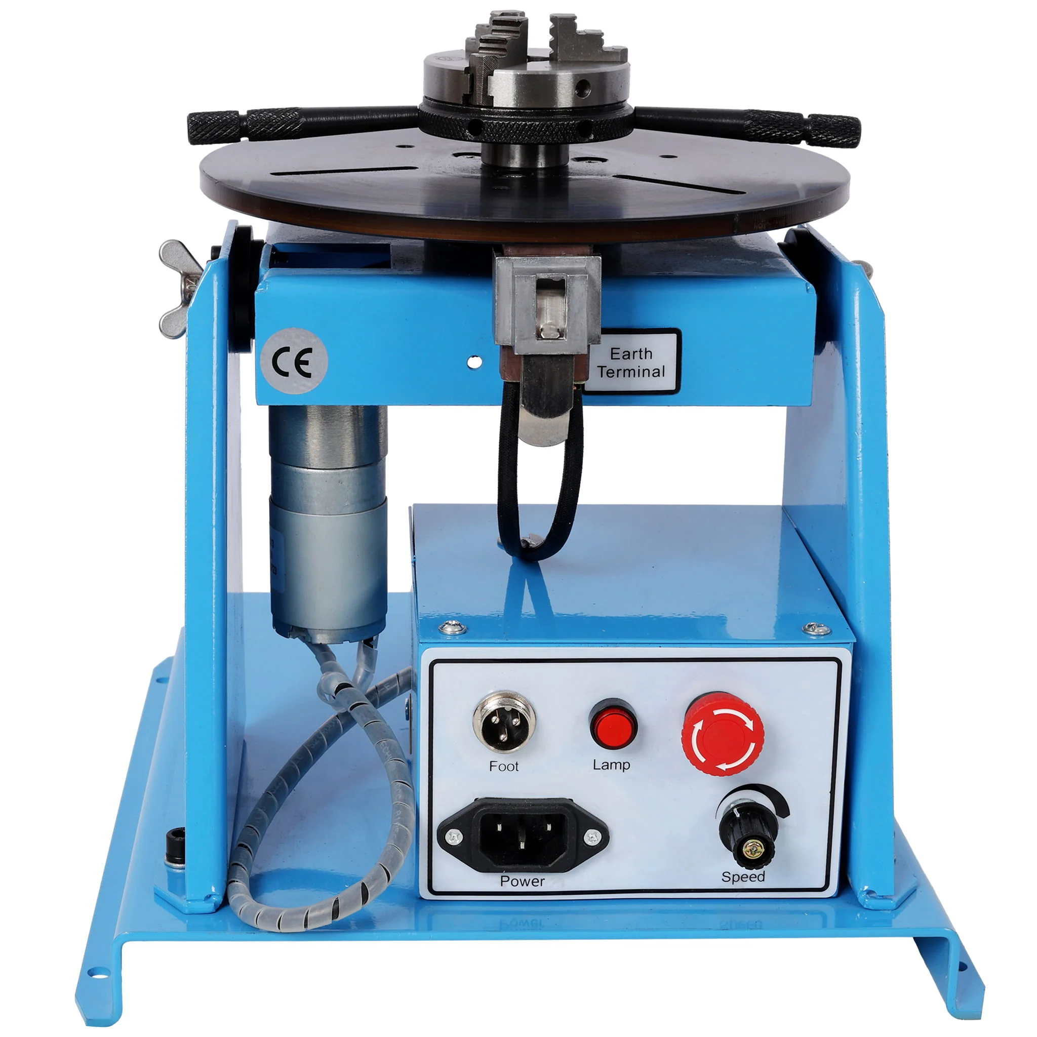 Portable Rotary Welding Positioner With 3 Jaw Lathe Chuck, 0 - 90° Turntable - Blue - Image 5