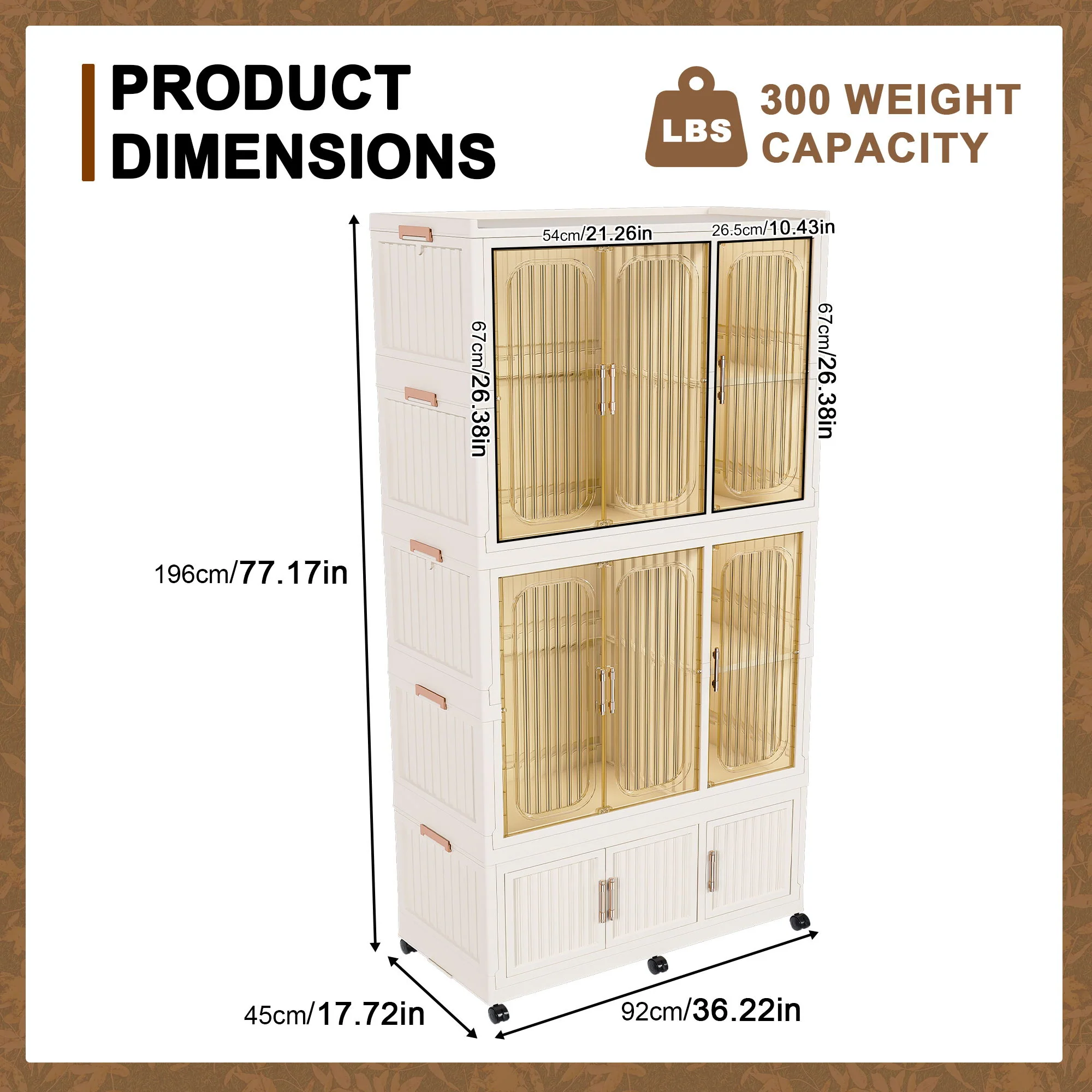 Portable Wardrobe Closet Storage Organizer For Clothes, 9 Magnetic Doors With 9 Cubes & 2 Hanging Rods, 6 Hangers - Cream White - Image 4