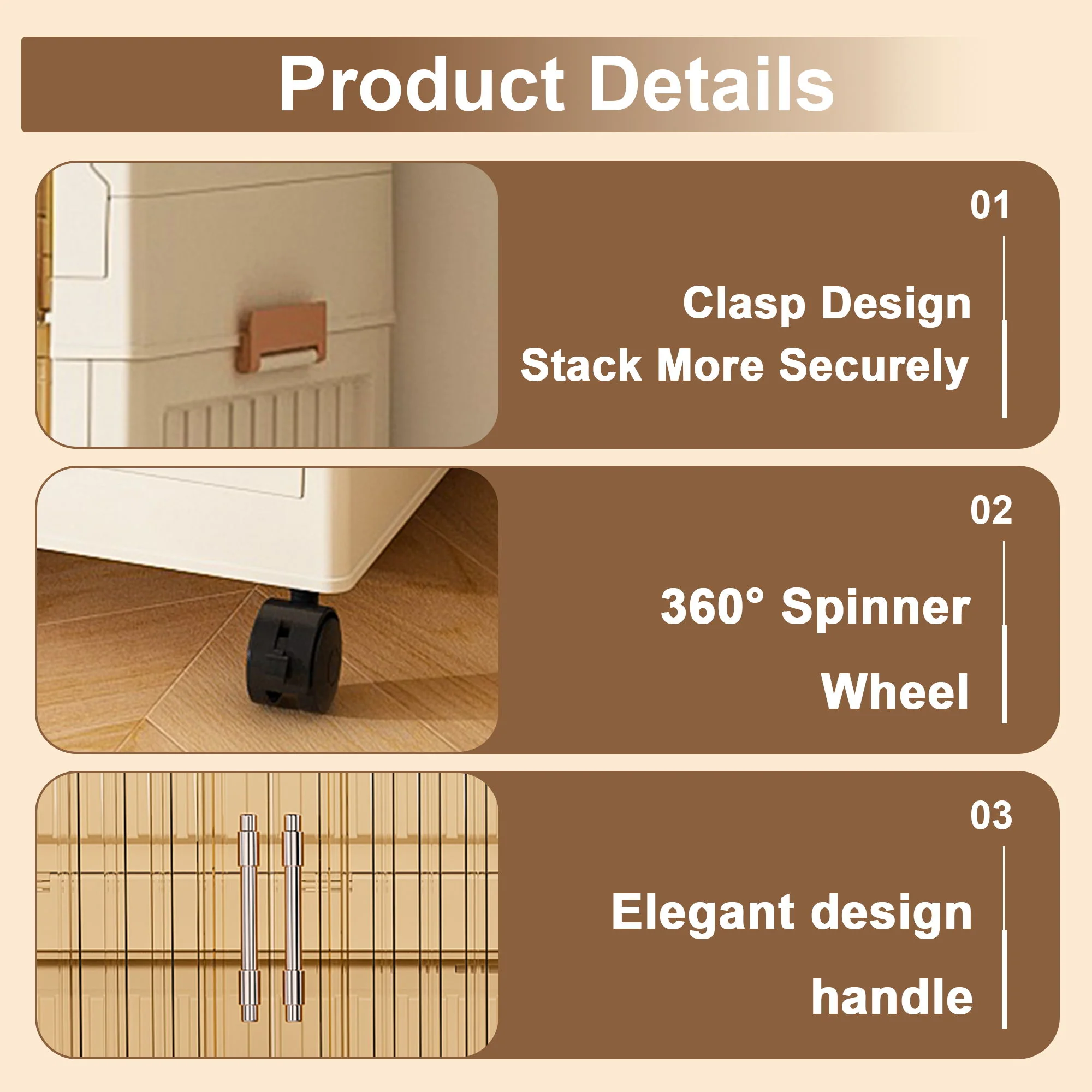 Portable Wardrobe Closet Storage Organizer For Clothes, 9 Magnetic Doors With 9 Cubes & 2 Hanging Rods, 6 Hangers - Cream White - Image 5