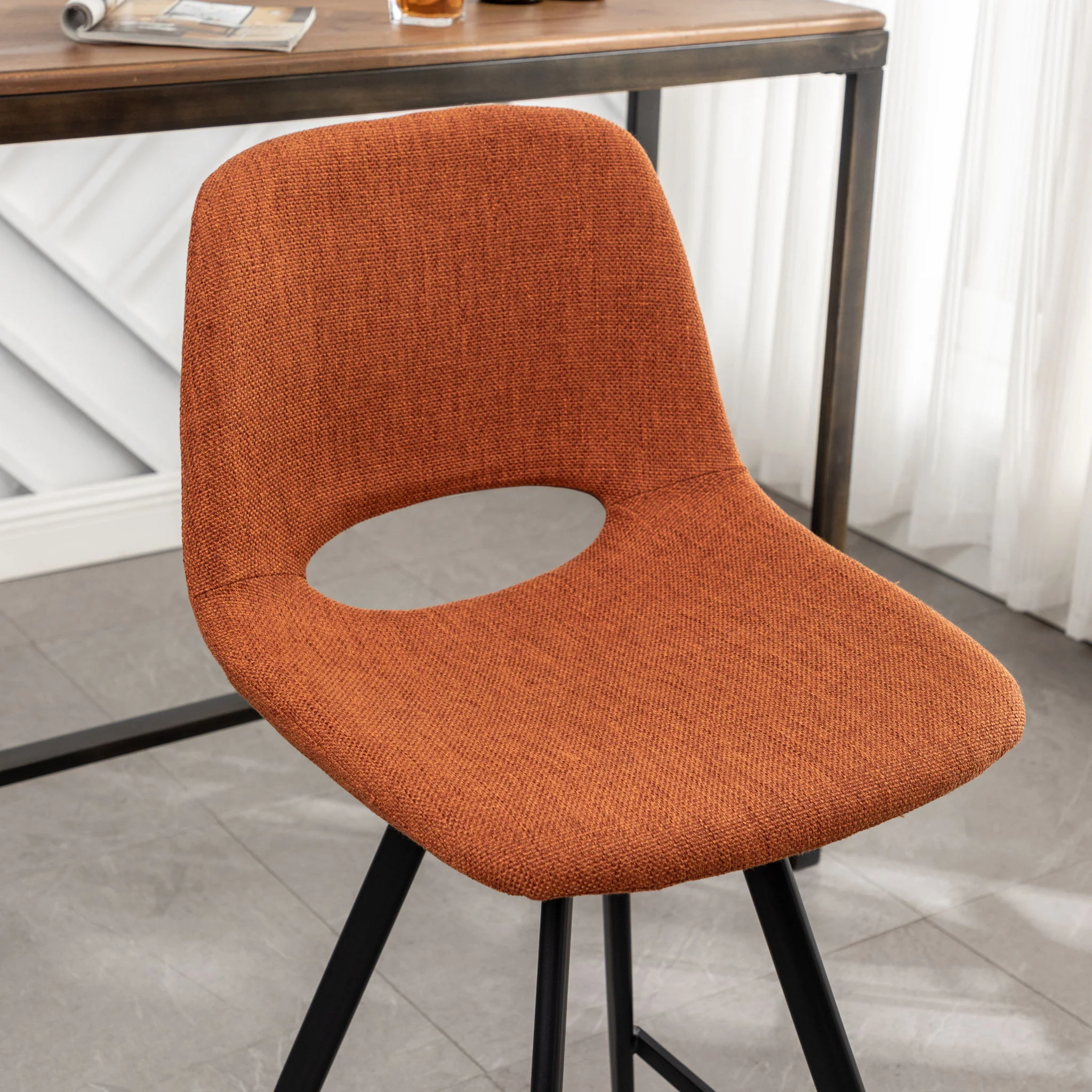 Porth - 28.25" Fabric Kitchen Counter Height Stools (Set of 2) - Orange - Image 8