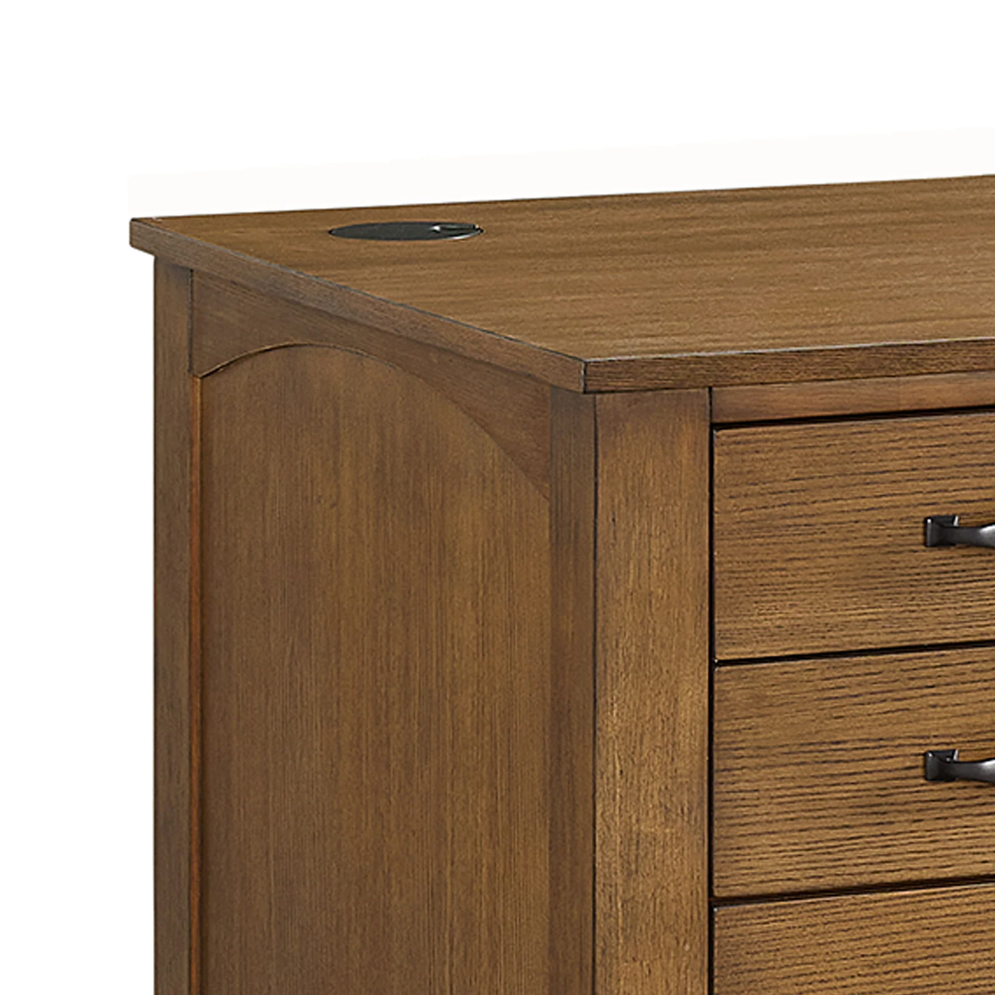 Portico - Double Pedestal Desk With Power / USB - Brown Oak - Image 2