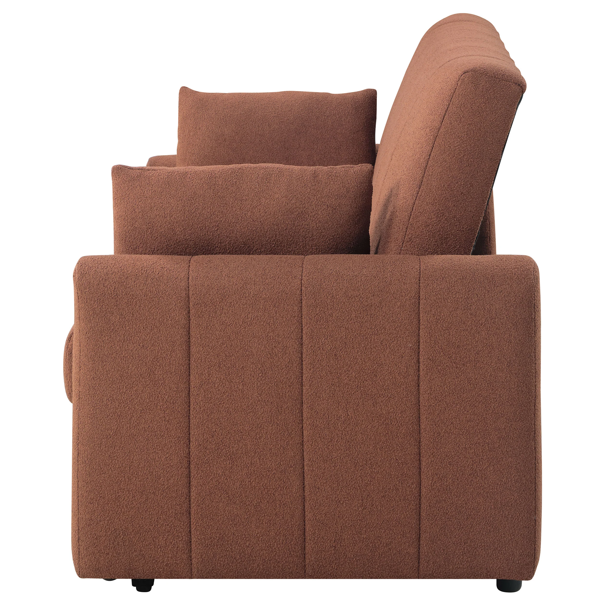 Portland Boucle Upholstered Sleeper Sofa Bed, Copper - Image 8