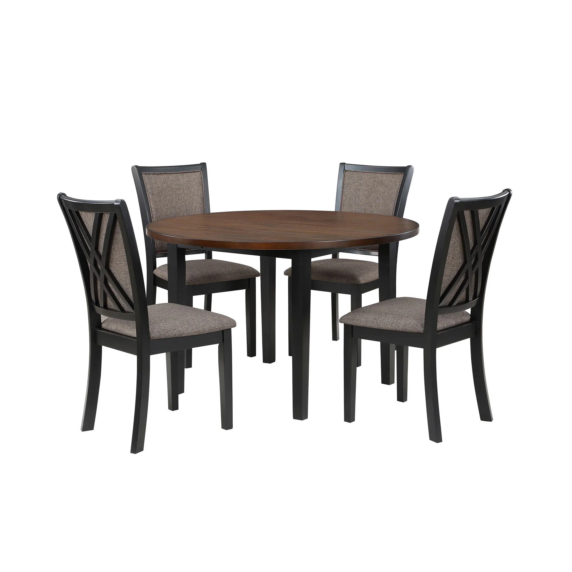 Potomac - 5 Piece Round Dining Set (Table & 4 Chairs) - Brown / Black - Image 4