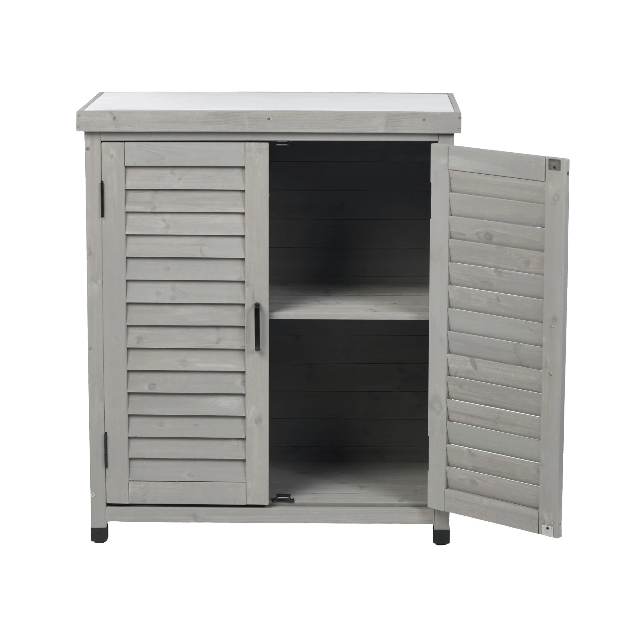 Potting Bench With Storage Cabinet And Metal Table Top For Outdoor - Image 17