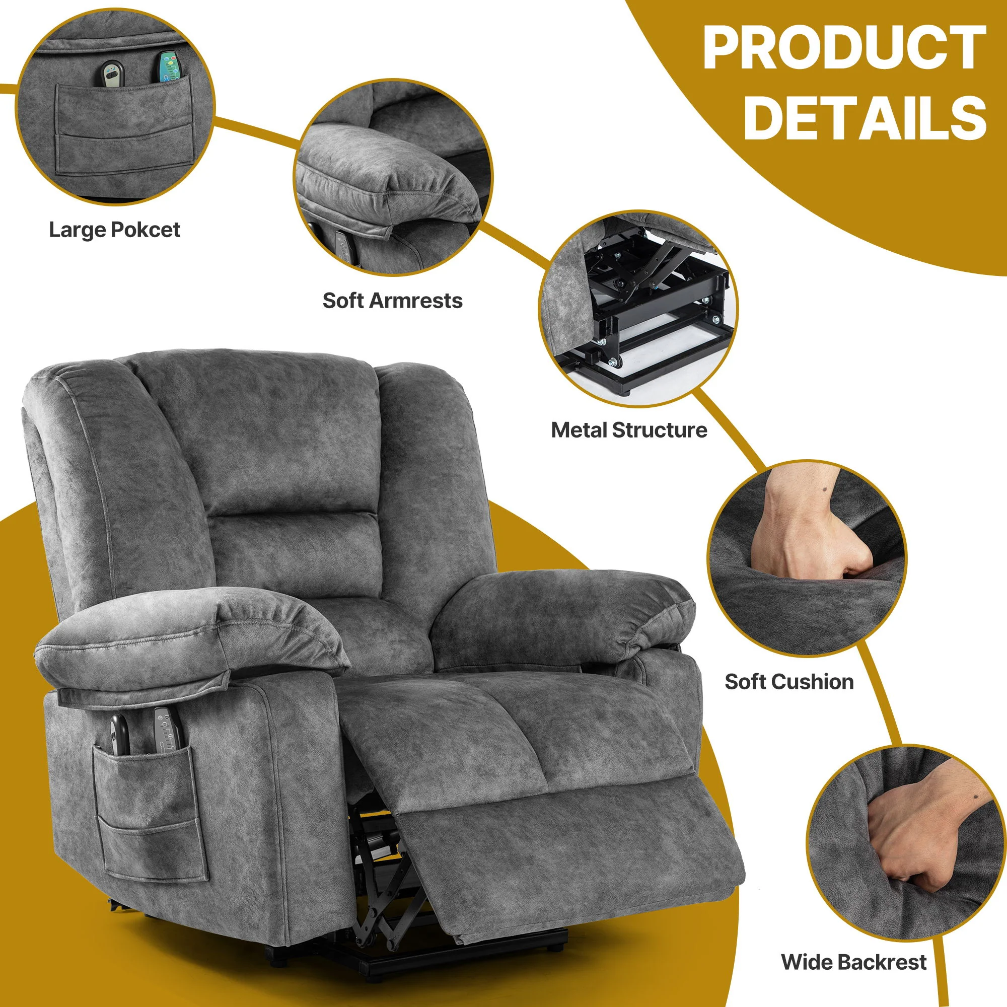 Power Lift Recliner Chair Sofa With Massage - Image 11