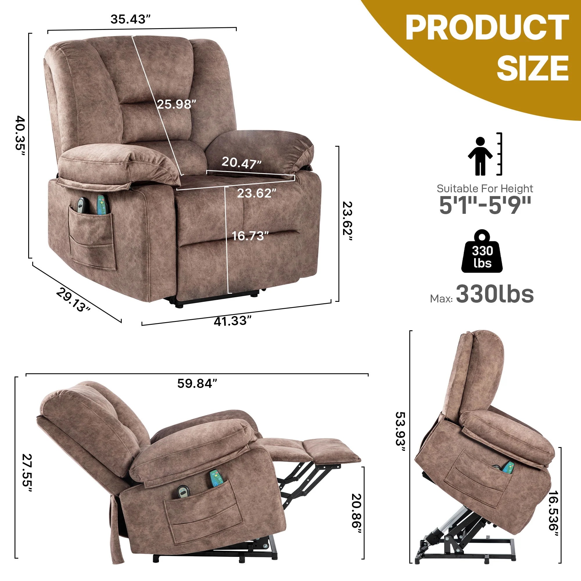 Power Lift Recliner Chair Sofa With Massage - Image 18