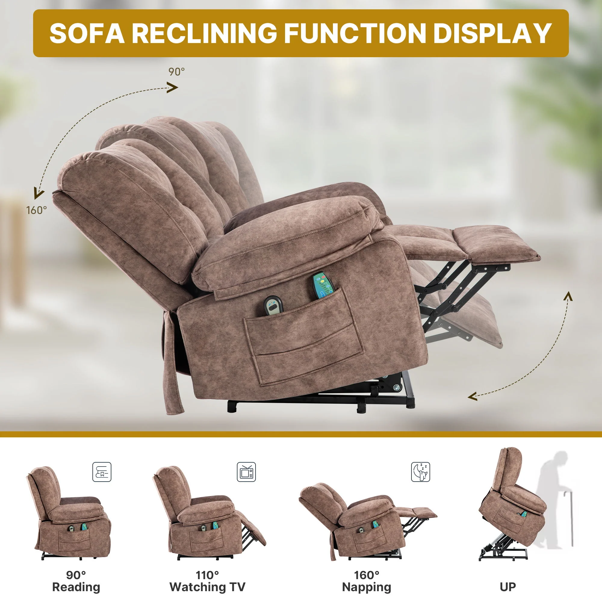 Power Lift Recliner Chair Sofa With Massage - Image 4