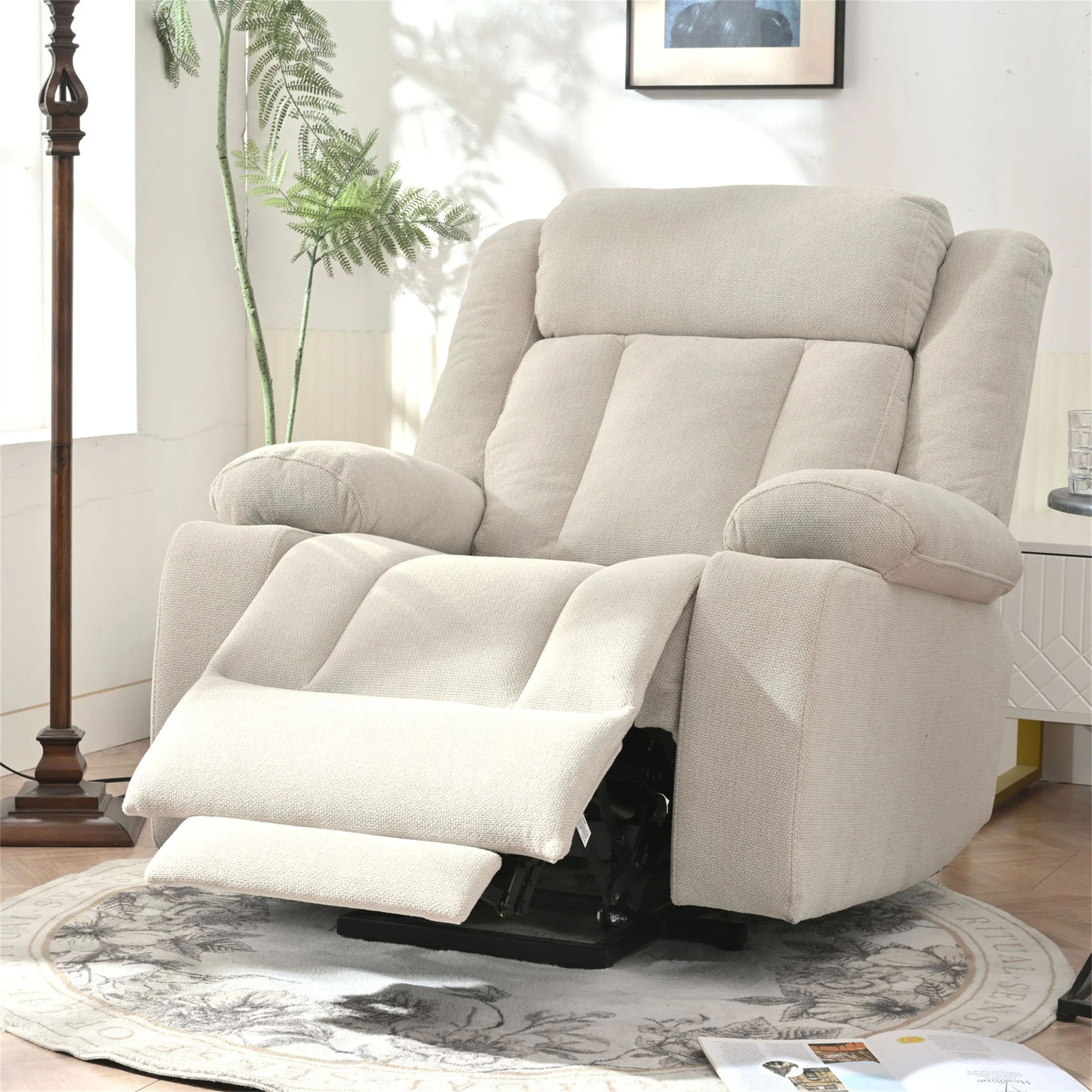 Power Lift Recliner Chair With Extended Footrest, Remote Control, Cup Holders, And Side Pockets - Image 6