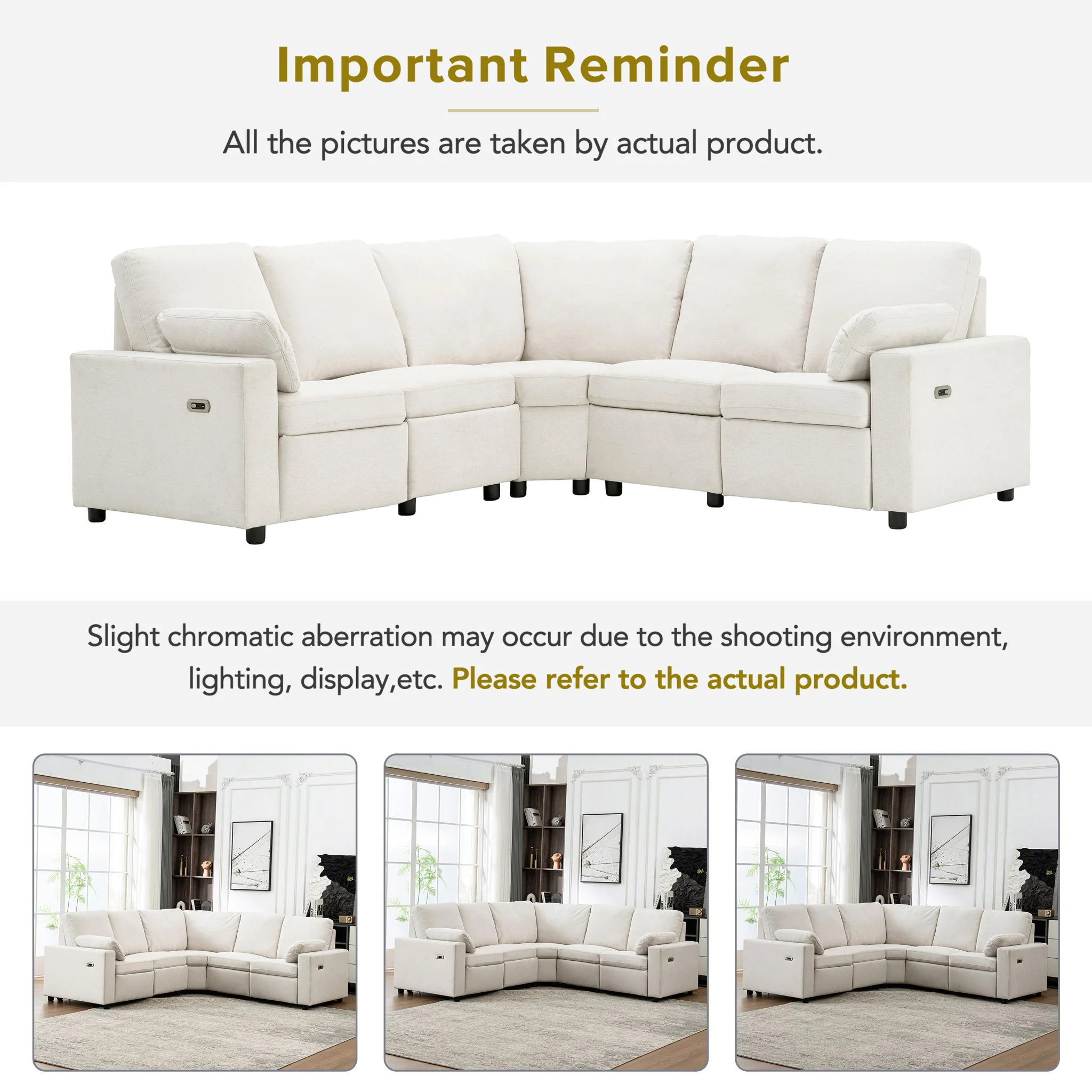 Power Recliner Sectional Sofa Home Theater Reclining Sofa With Two USB Ports, Two Storage Drawers For Living Room - Image 12