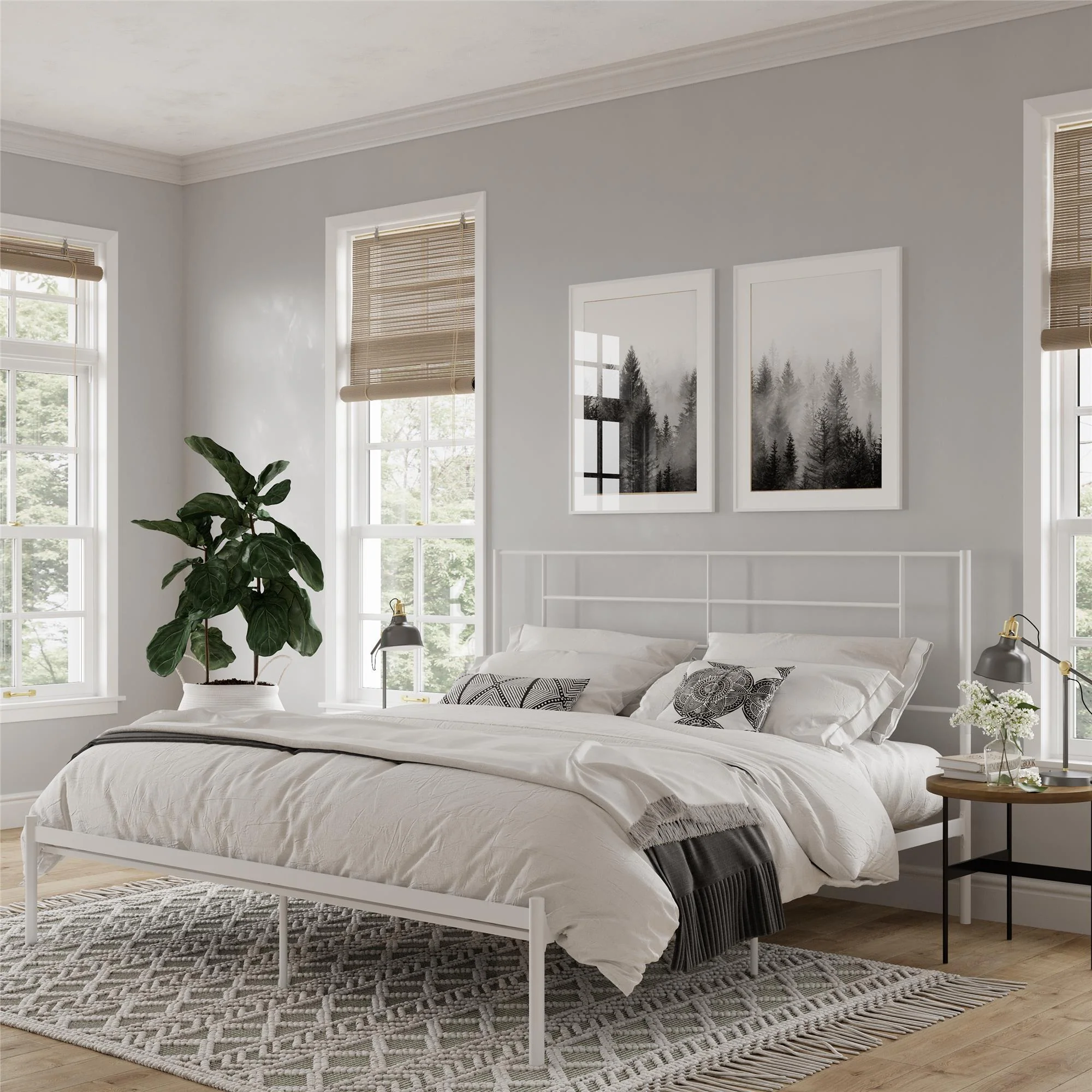 Praxis - King Bed With Simple Headboard - White - Image 2