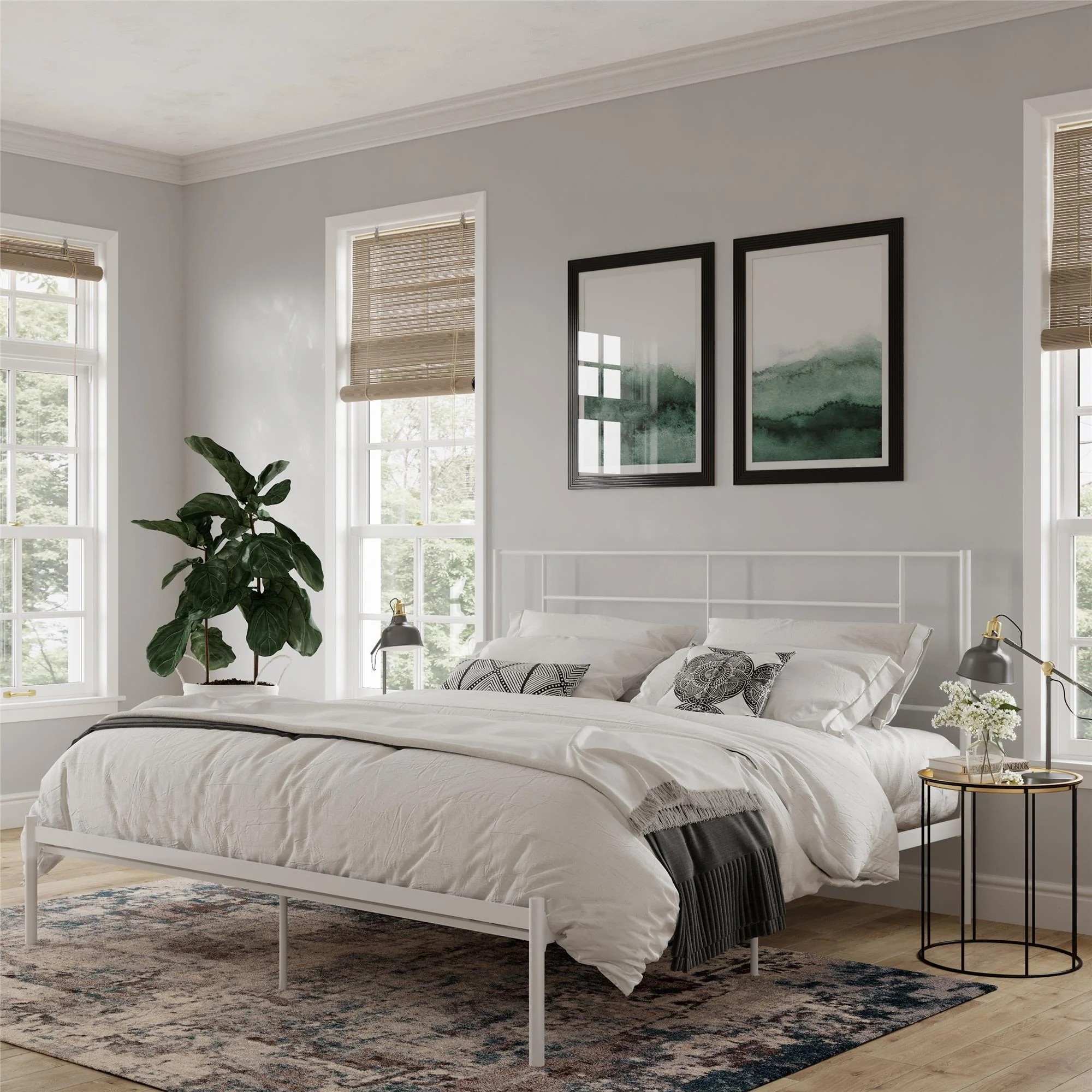 Praxis - King Bed With Simple Headboard - White - Image 5