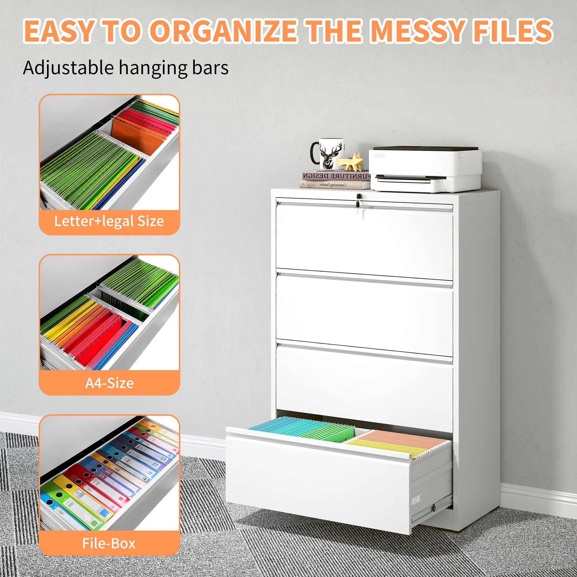 Premium Drawer Metal Lateral File Cabinet With Lock - Image 32