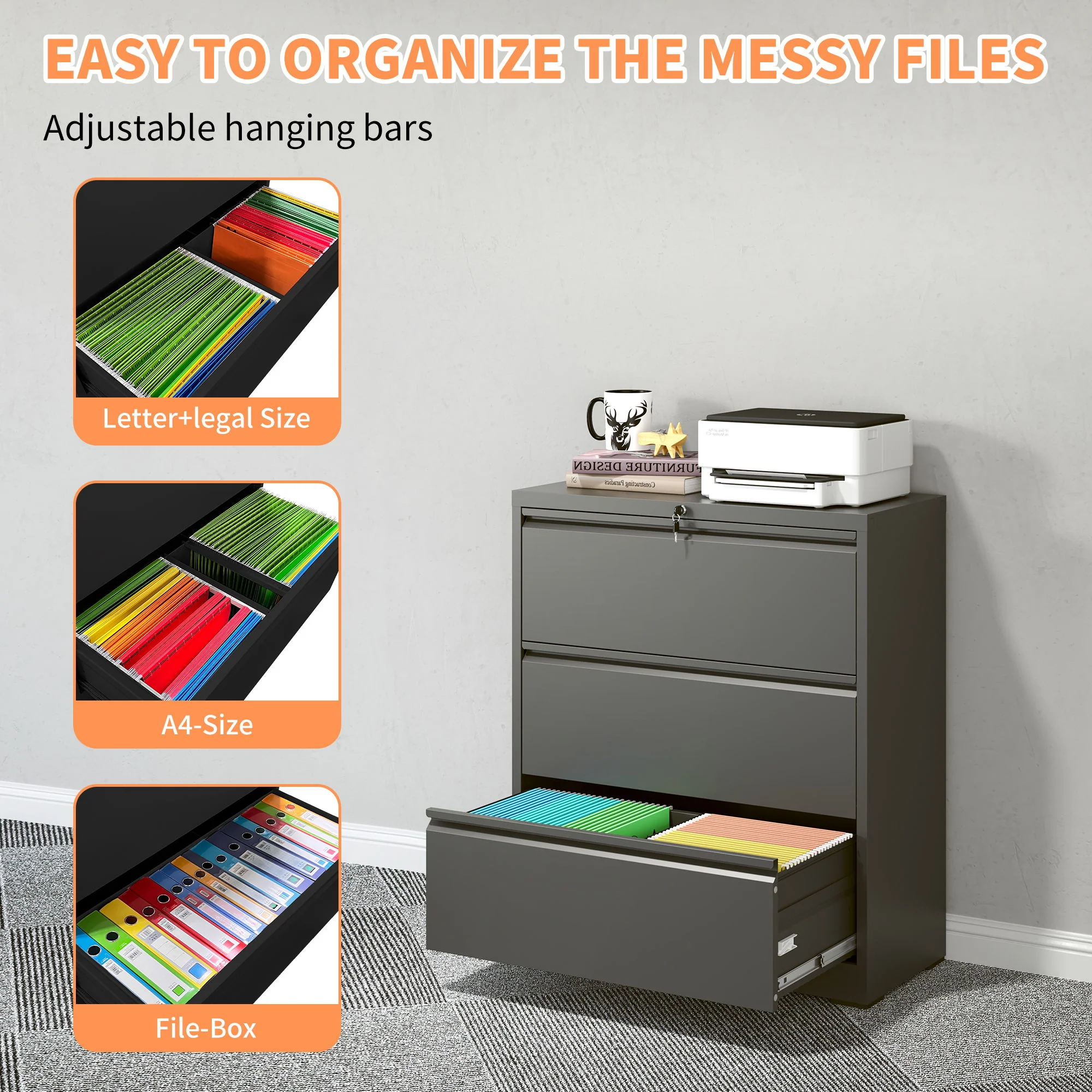 Premium Drawer Metal Lateral File Cabinet With Lock - Image 41