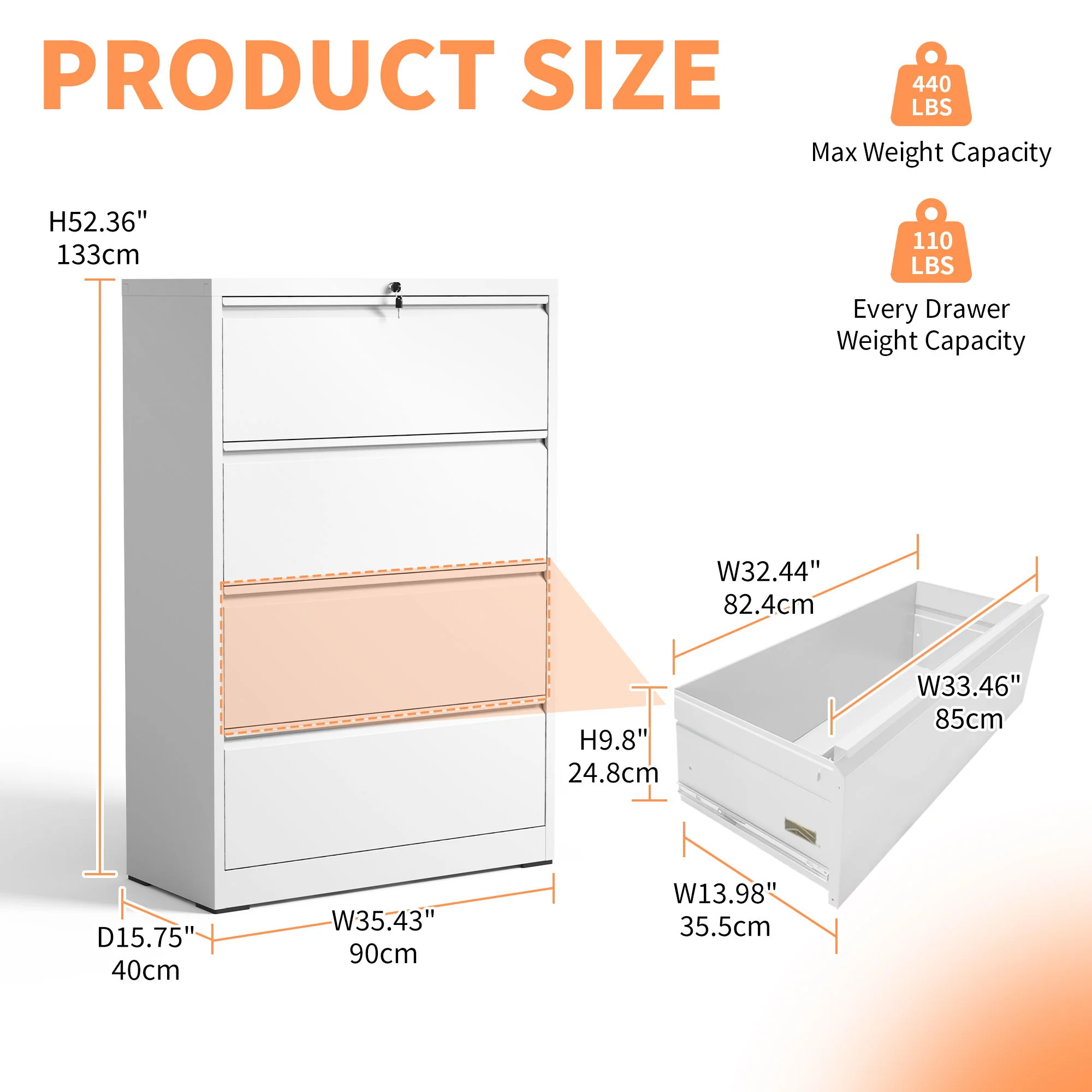 Premium Drawer Metal Lateral File Cabinet With Lock - Image 43