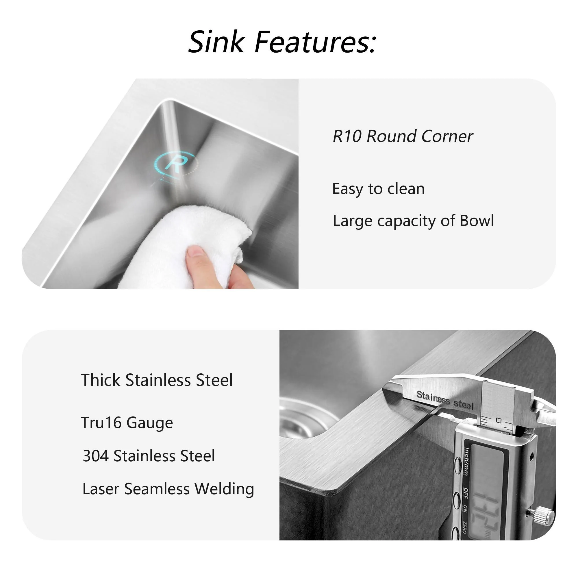 Premium Laundry Drop In Utility Sink 16 Gauge Stainless Steel, Topmount - Image 4