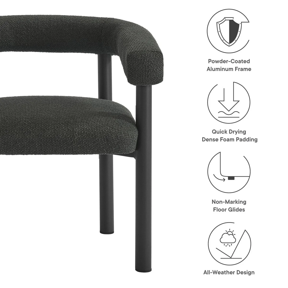 Premium Modern Round Aluminum Outdoor Dining Set with Curved Chairs and Table - Image 53