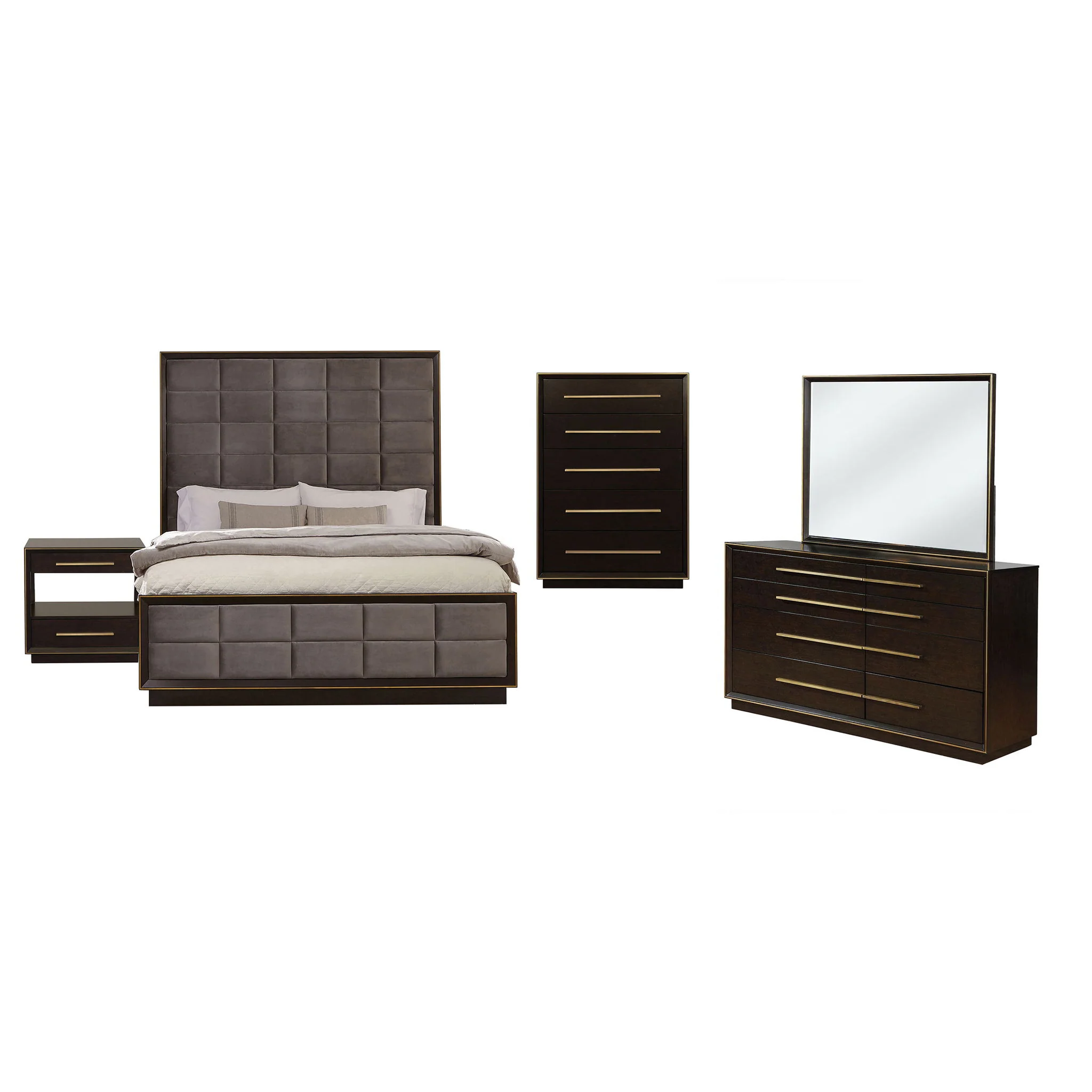 Prescott - 5 Piece California King Bedroom Set - Dark Brown - Image 2