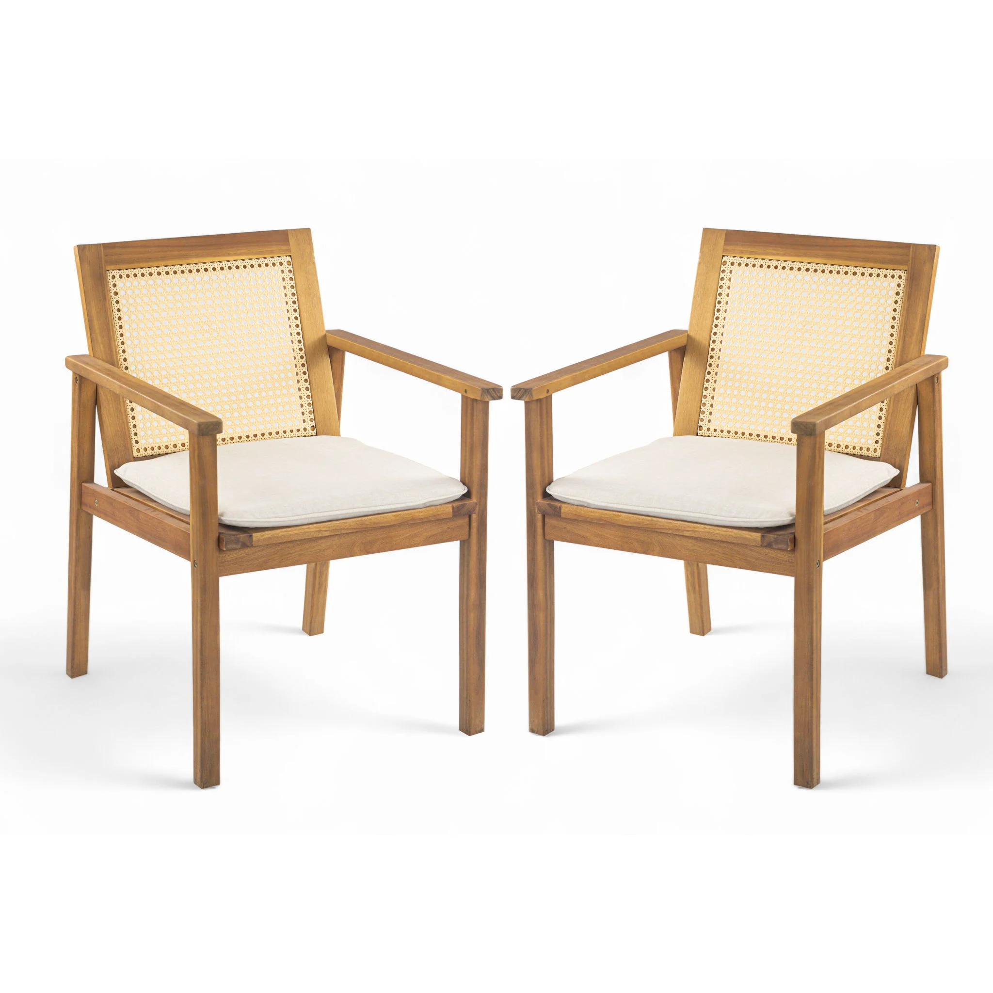 Preston - Outdoor Dining Chair With Cushion (Set of 2) - Teak / Beige - Image 2