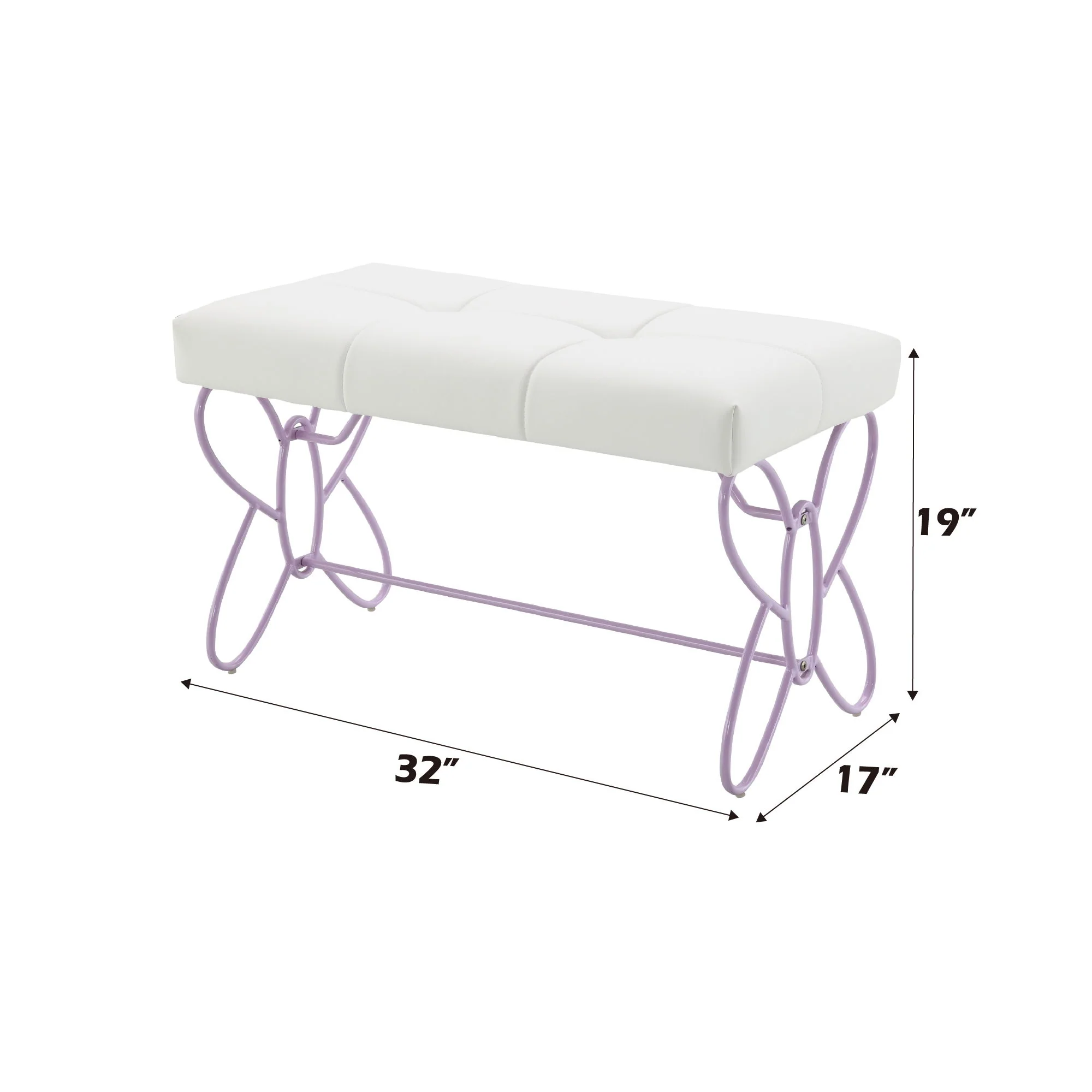 Priya II - Synthetic Leather Purple Bench - Purple / White - Image 3