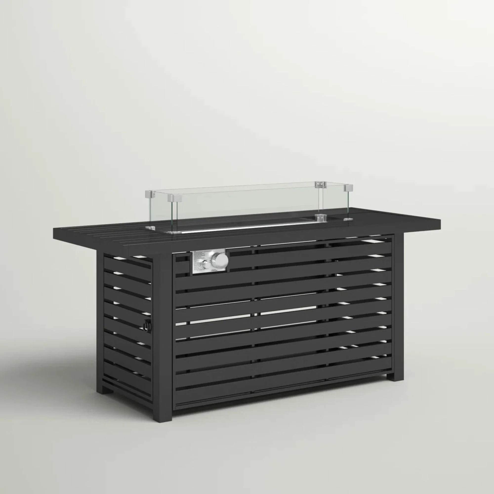Propane Fire Pit Table Outdoor Heater Steel Construction with Lid 42x24in Black - Image 4