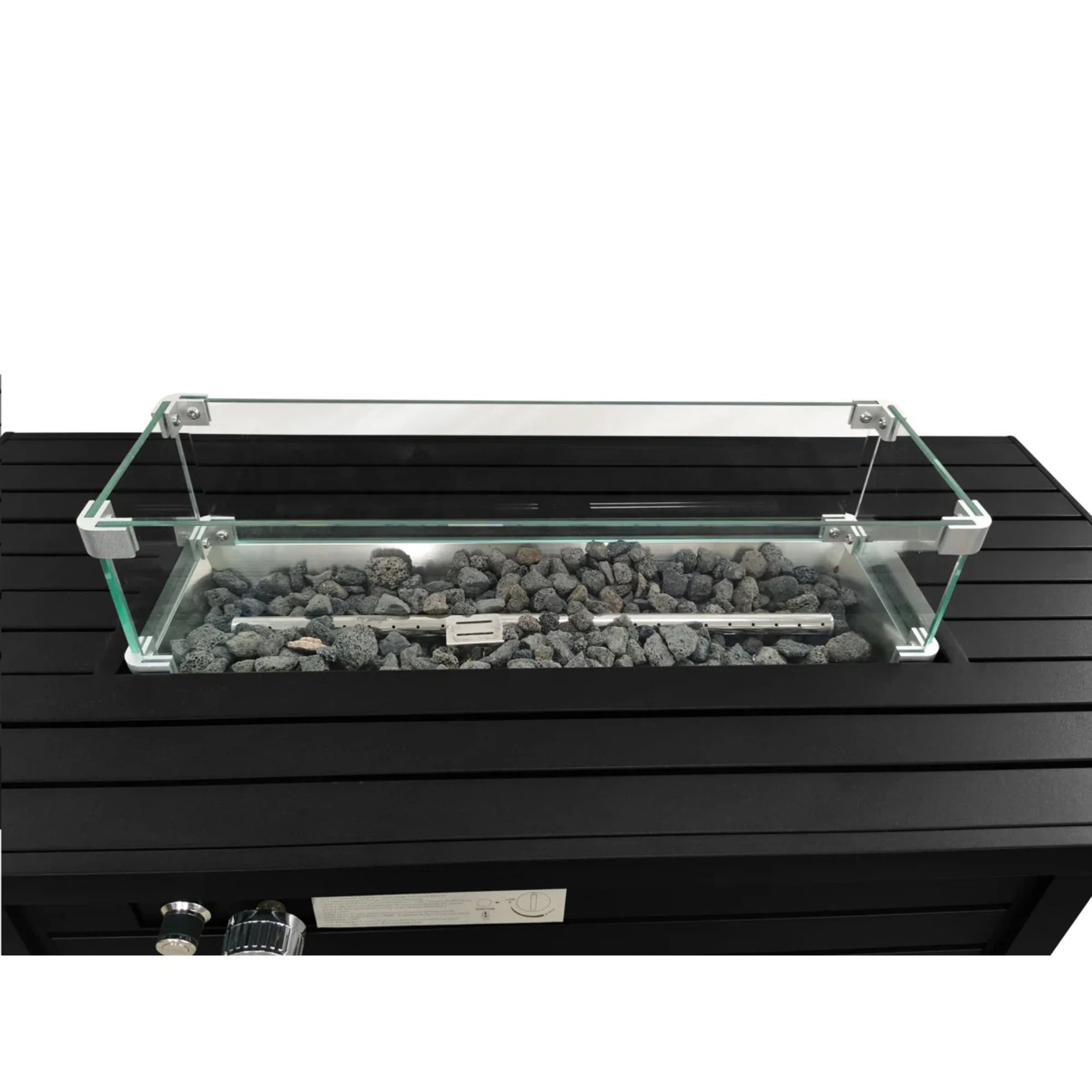 Propane Fire Pit Table Outdoor Heater Steel Construction with Lid 42x24in Black - Image 7