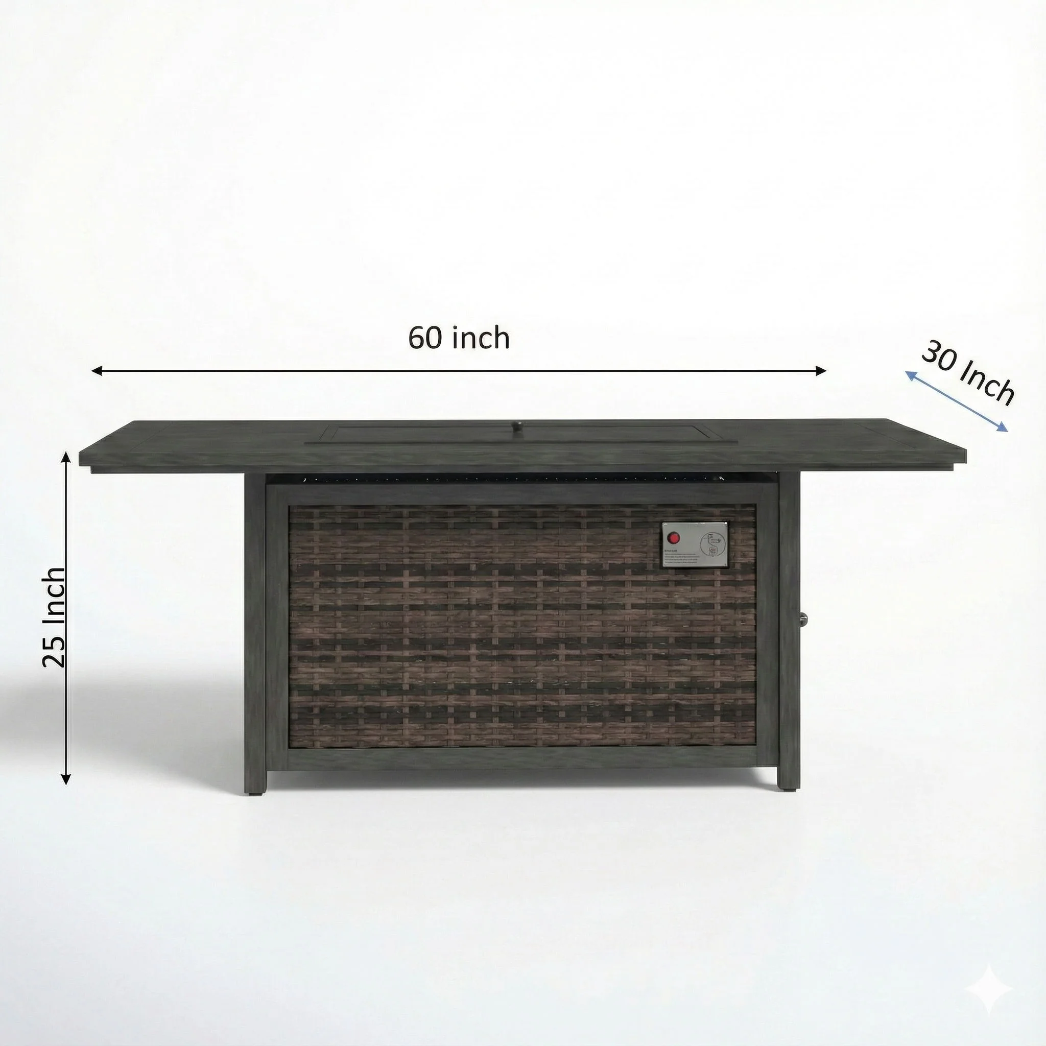 Propane Fire Pit Table Outdoor Heater Wicker Metal 50x25in Dark Brown - Image 2