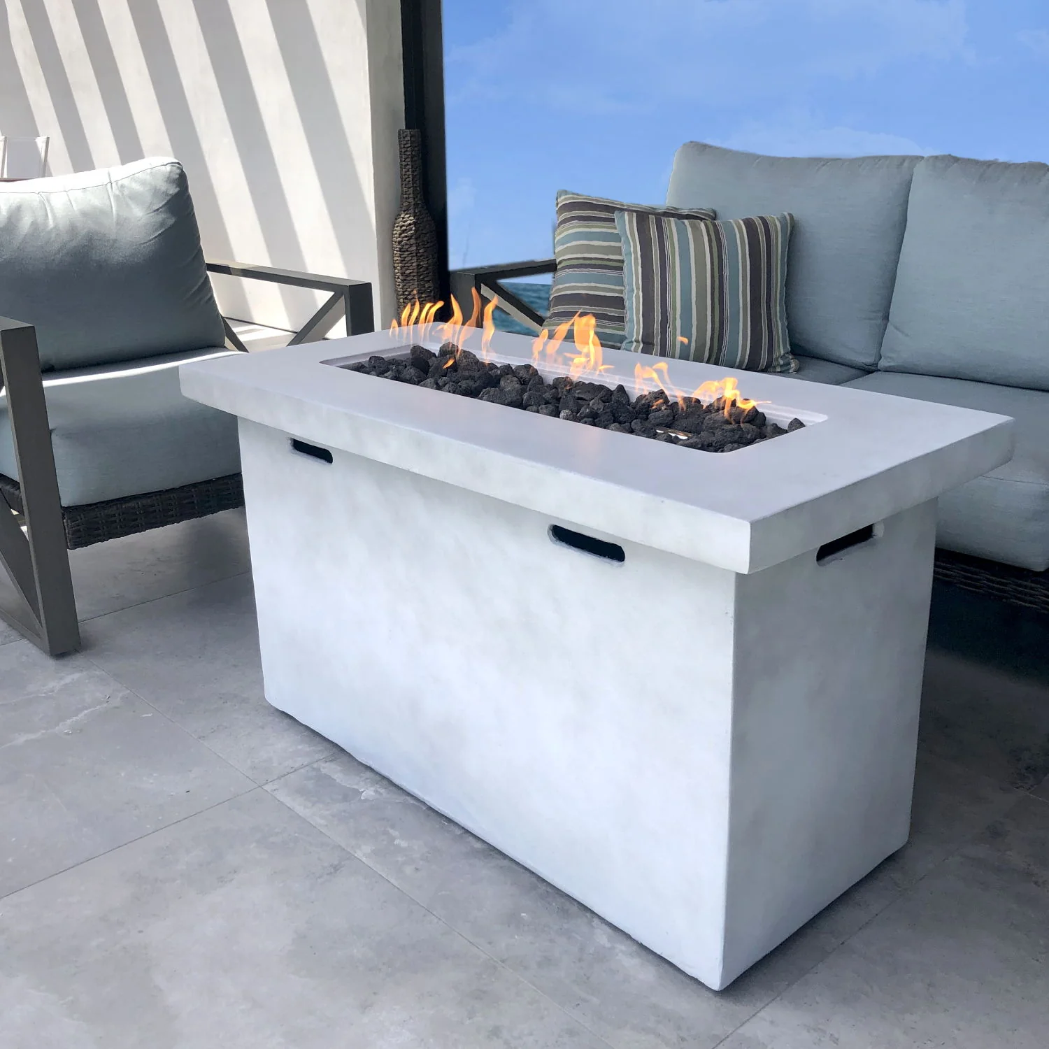 Propane Fire Pit Table Outdoor Patio Heater Reinforced Cement 42x25in - Image 13
