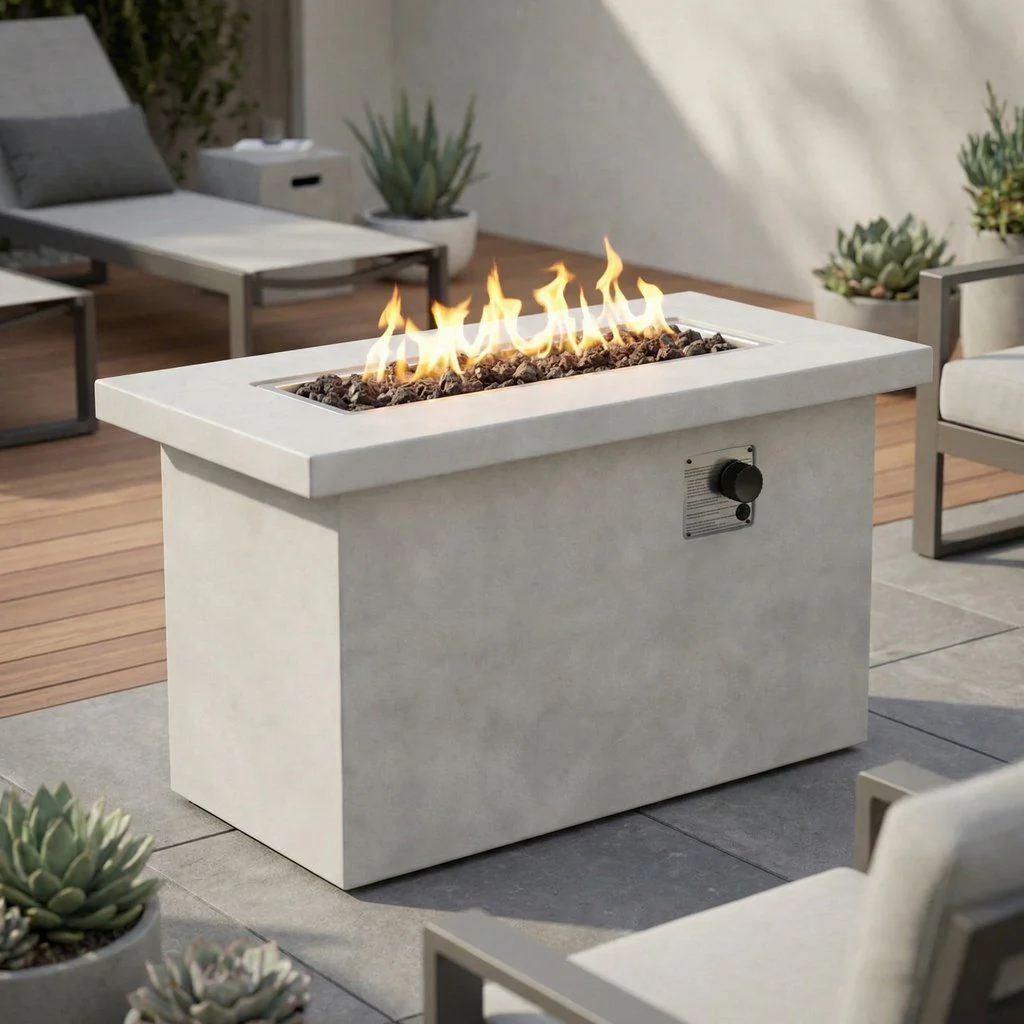 Propane Gas Fire Pit Table Outdoor Heater Reinforced Cement 42x24in - Image 8
