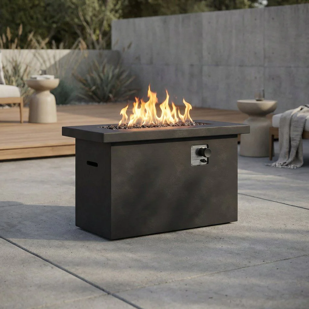 Propane Gas Outdoor Fire Pit Table Weather Resistant Cement 42x24in - Image 8