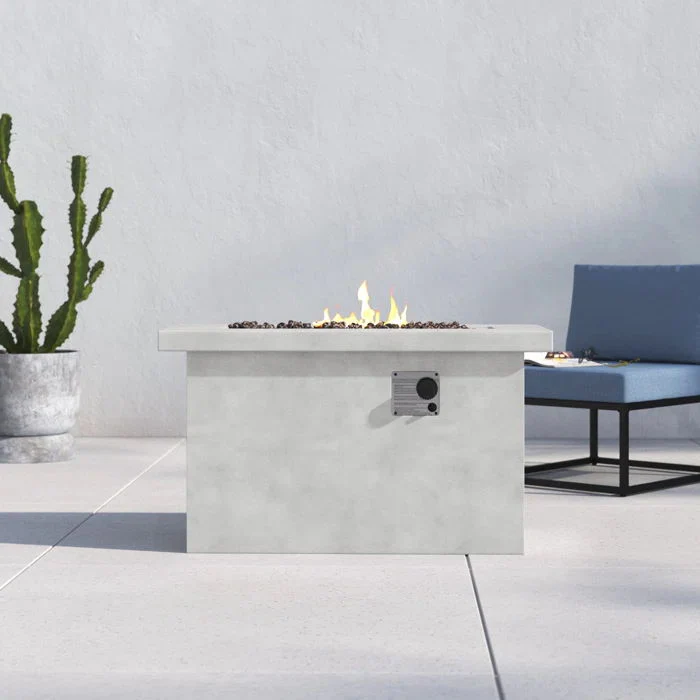Propane Natural Gas Fire Pit Table Garden Outdoor Concrete 60x26in Gray - Image 4
