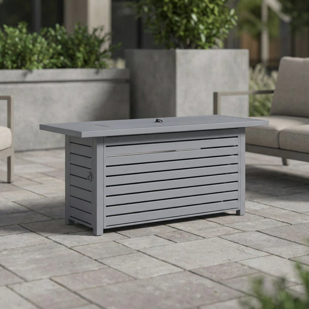 Propane Natural Gas Outdoor Fire Pit Table Steel 54x25in Gray - Image 5