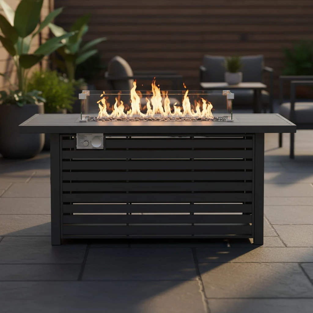 Propane Outdoor Fire Pit Table Steel Modern Patio Furniture 42x25in - Image 7