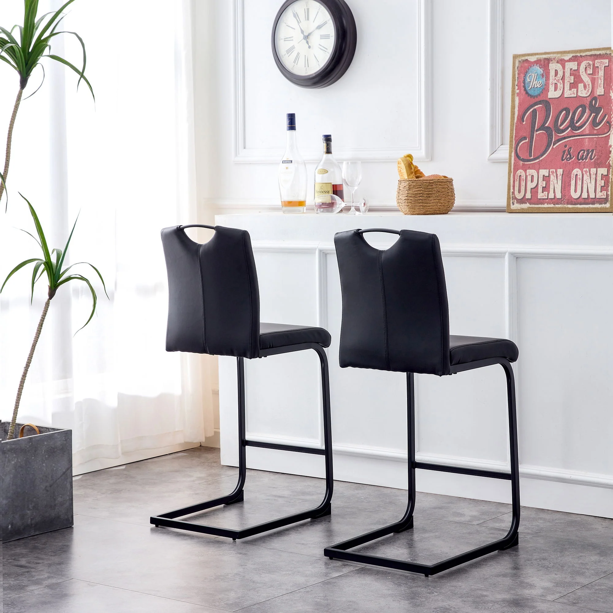 PU Chair Barstool Dining Counter Height Chair (Set of 2) - Image 3