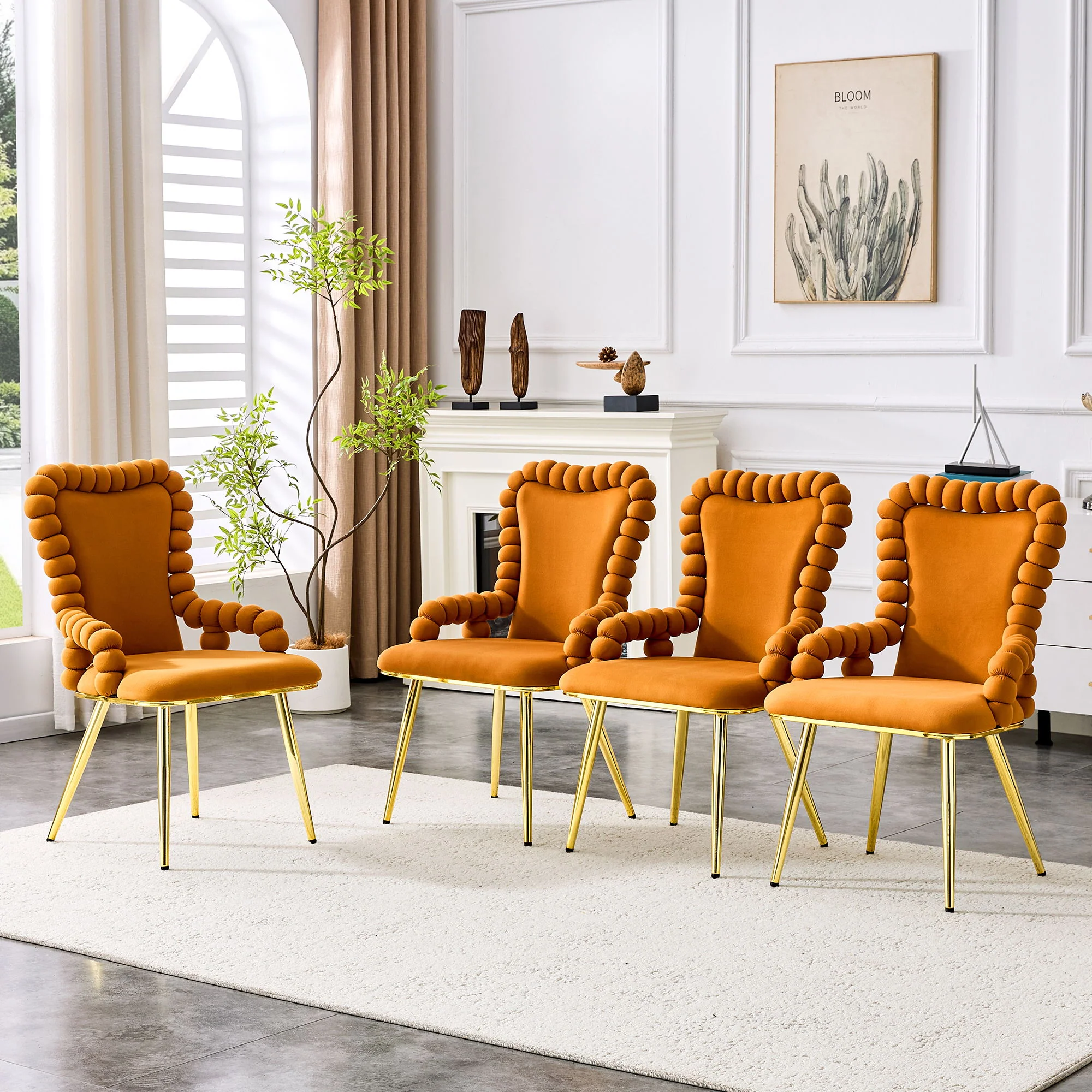 Puffy Bubble, Ball Chain Chair With Armrests For Dining Room (Set of 2) - Image 11