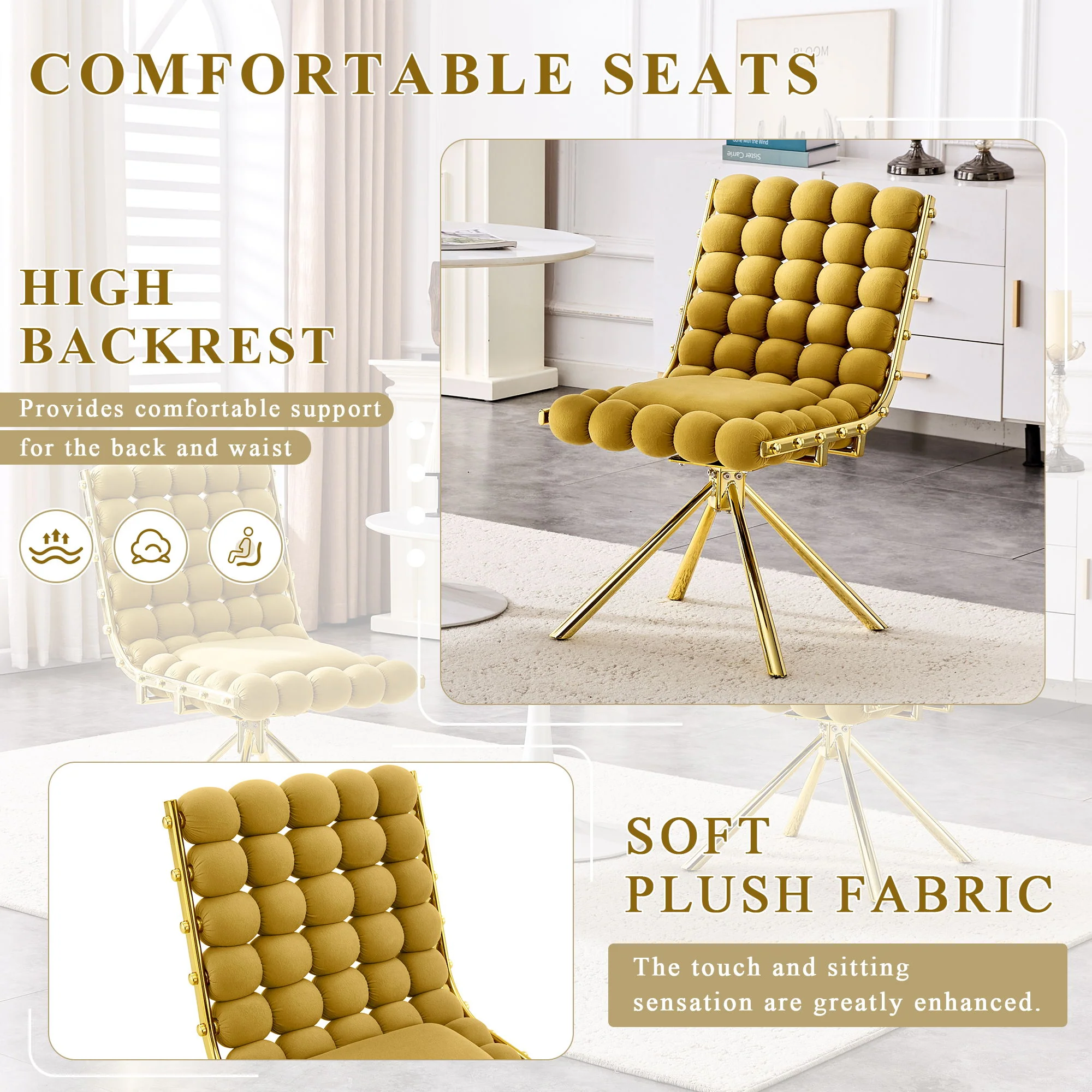 Puffy Bubble, Ball Chain Dining Chairs For Dining Room (Set of 2) - Image 4