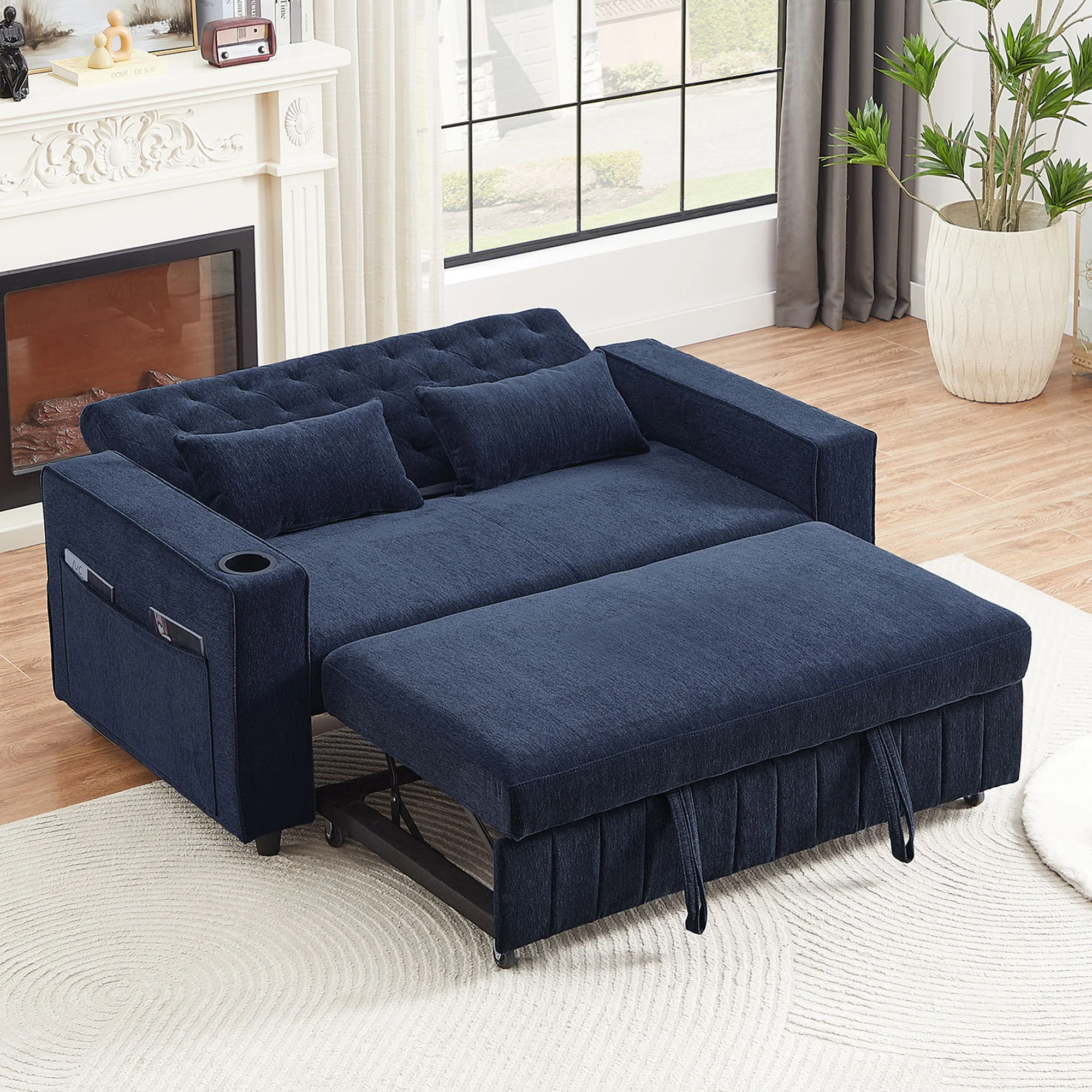 Pull-Out Sofa Bed Convertible Couch With Adjustable Backrest For Living Room - Image 7