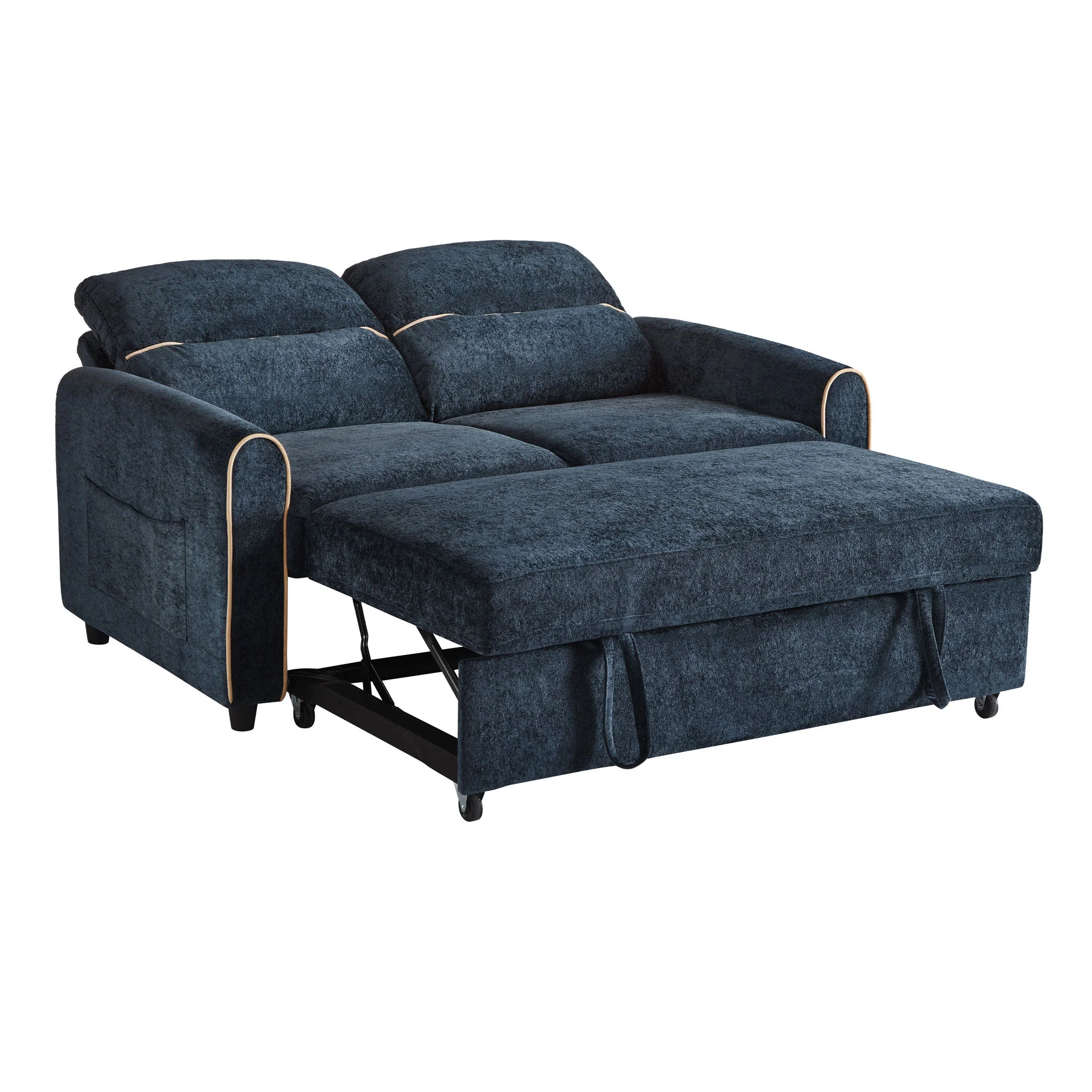 Pull Out Sofa Bed With Adjustable 3 Position Backrest, USB Charging Ports, Side Pockets - Image 6